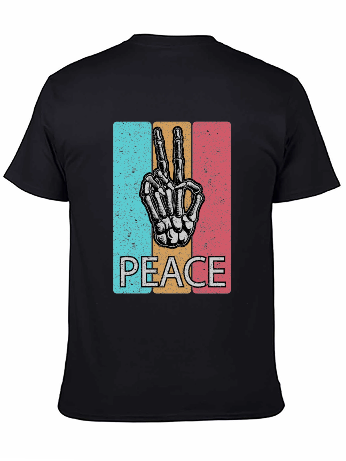 Peace Sign Skeleton Hand T-Shirt - Retro Graphic Tee