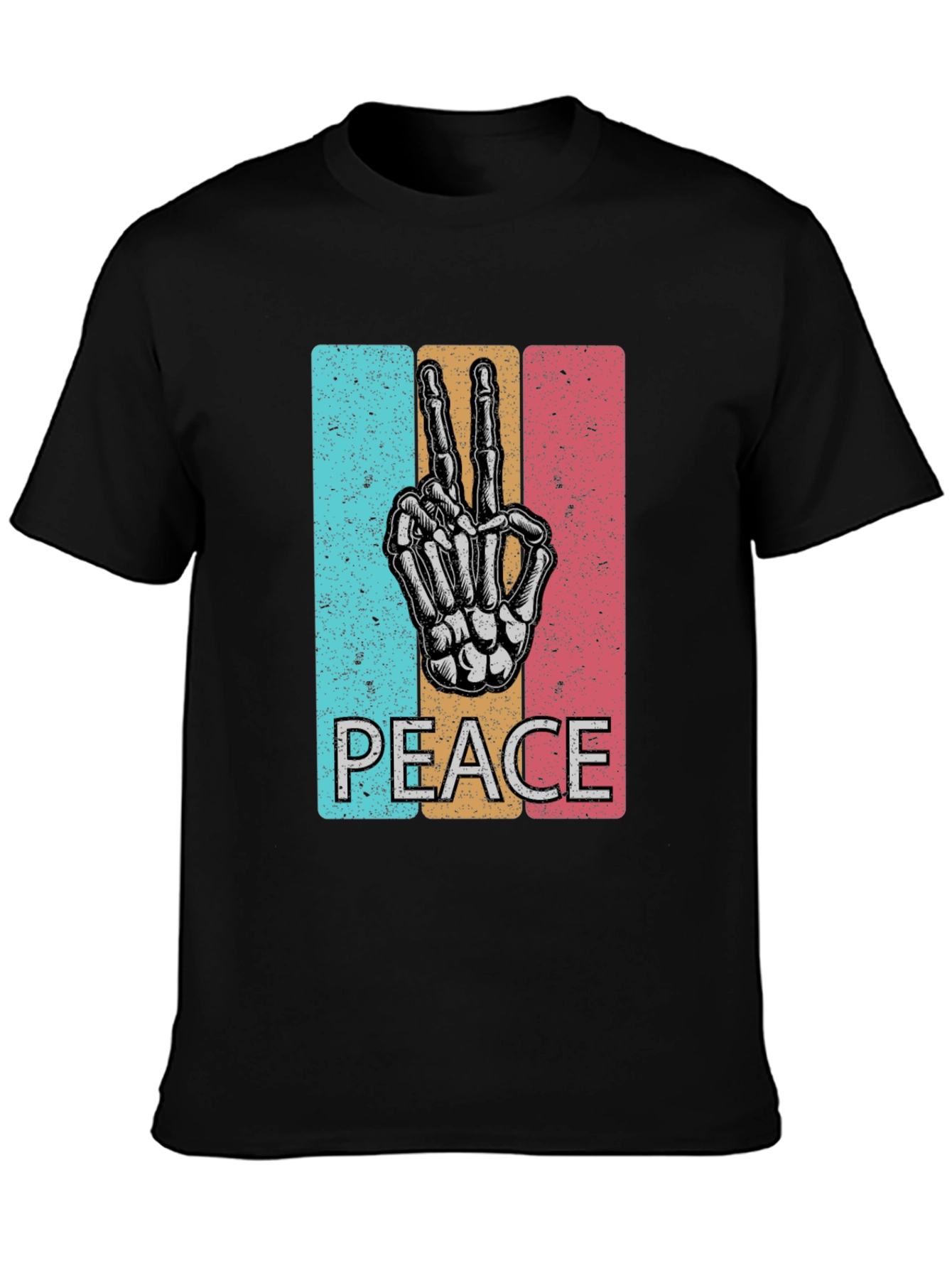 Peace Sign Skeleton Hand T-Shirt - Retro Graphic Tee