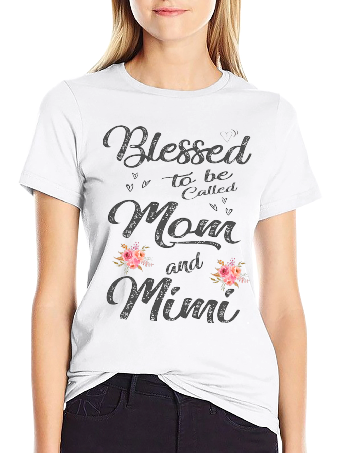 Blessed Mom and Mimi Floral Graphic Tee