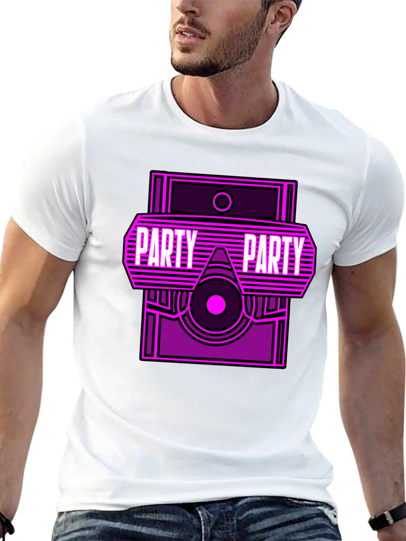 Party Graphic T-Shirt - Retro Neon Design