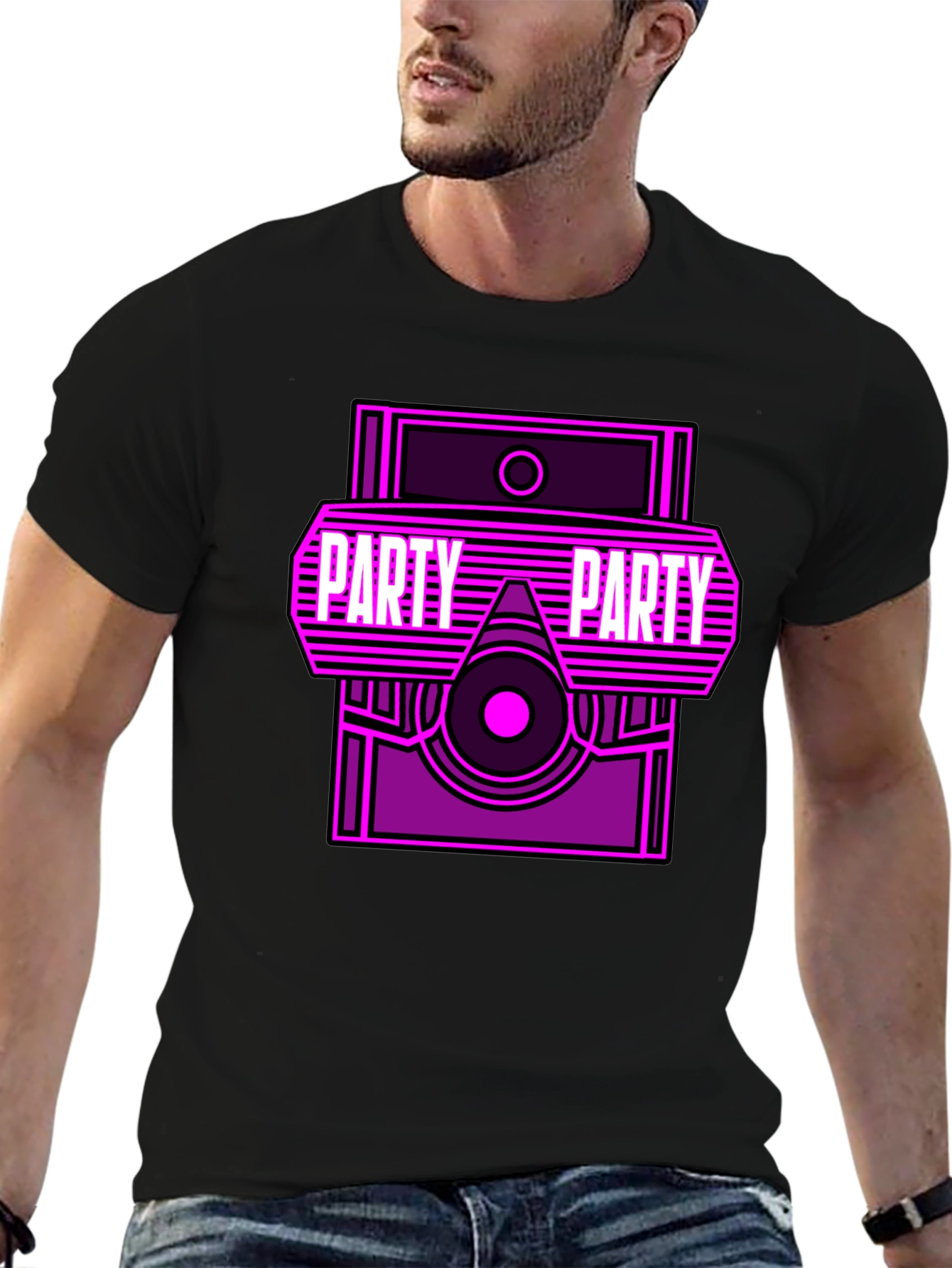Party Graphic T-Shirt - Retro Neon Design