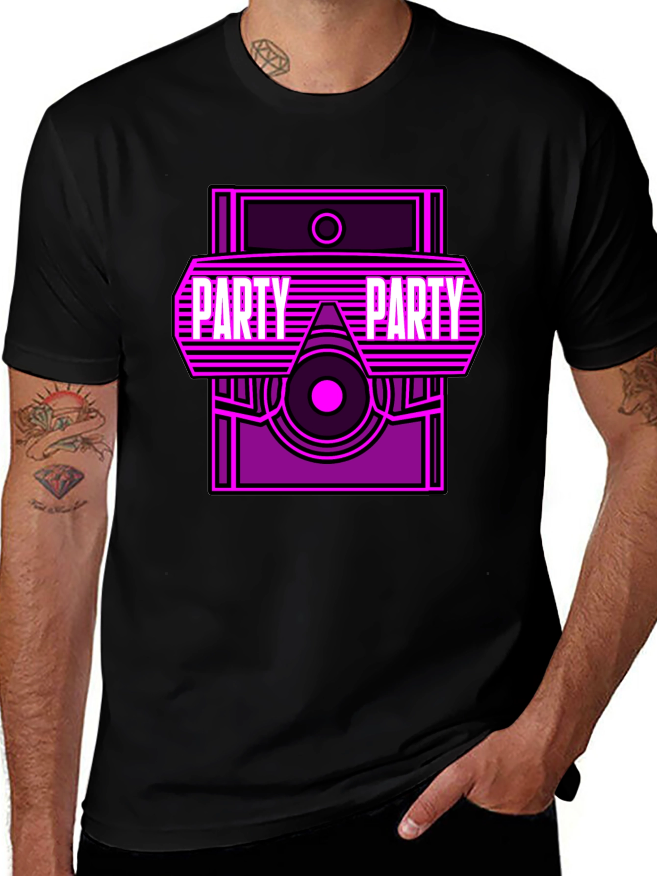Party Graphic T-Shirt - Retro Neon Design