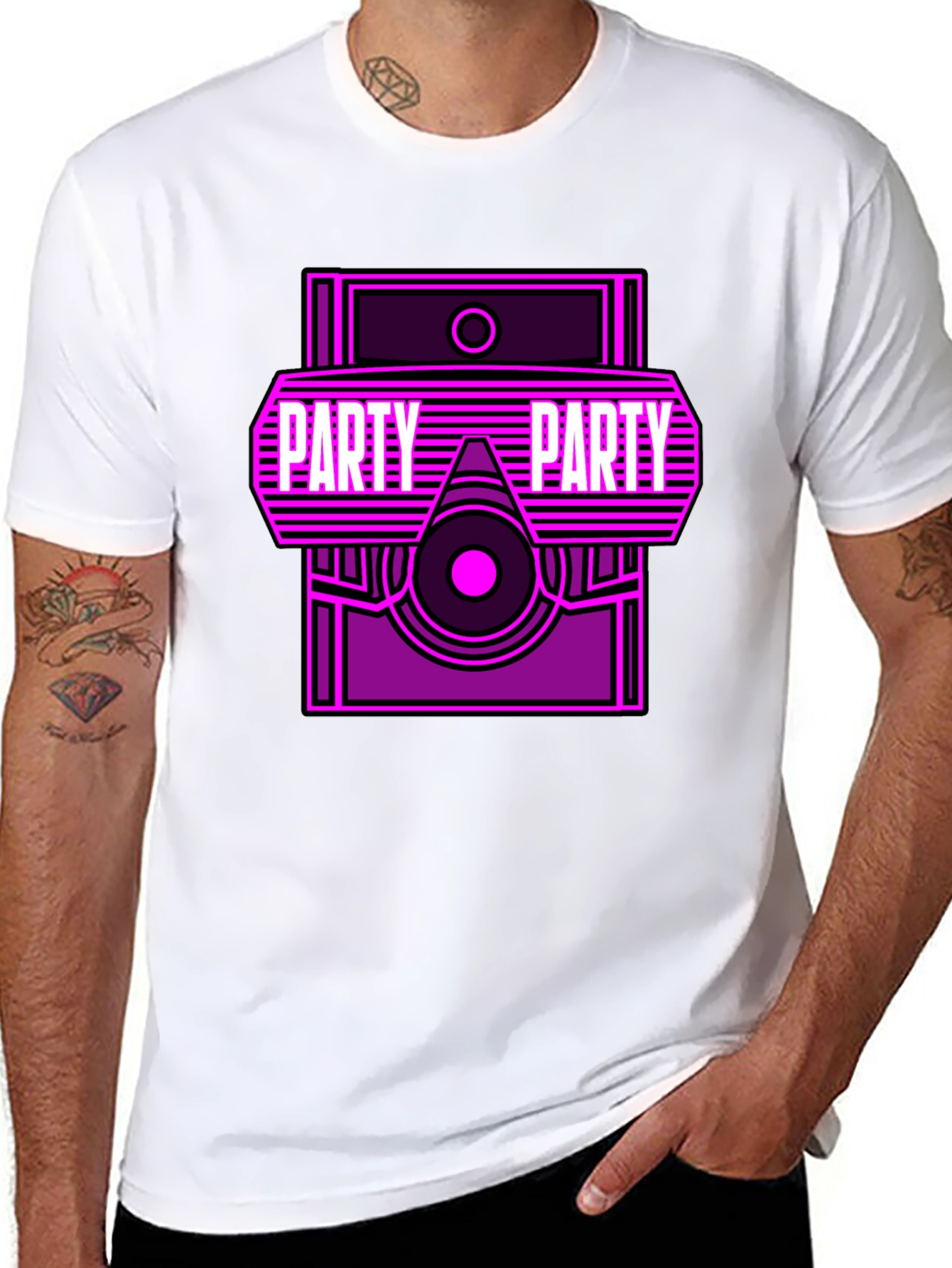 Party Graphic T-Shirt - Retro Neon Design