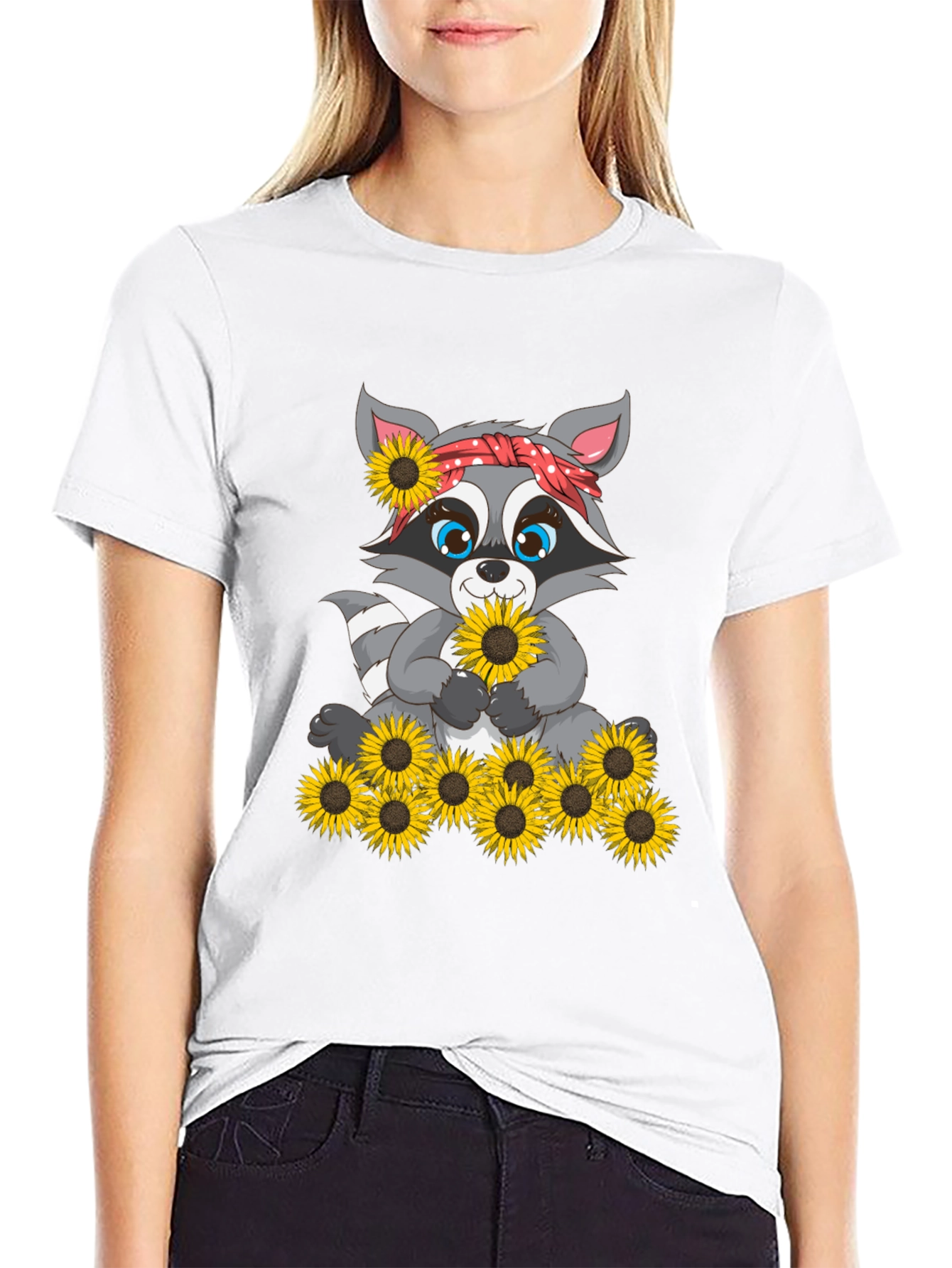 Sunflower Raccoon Graphic Tee