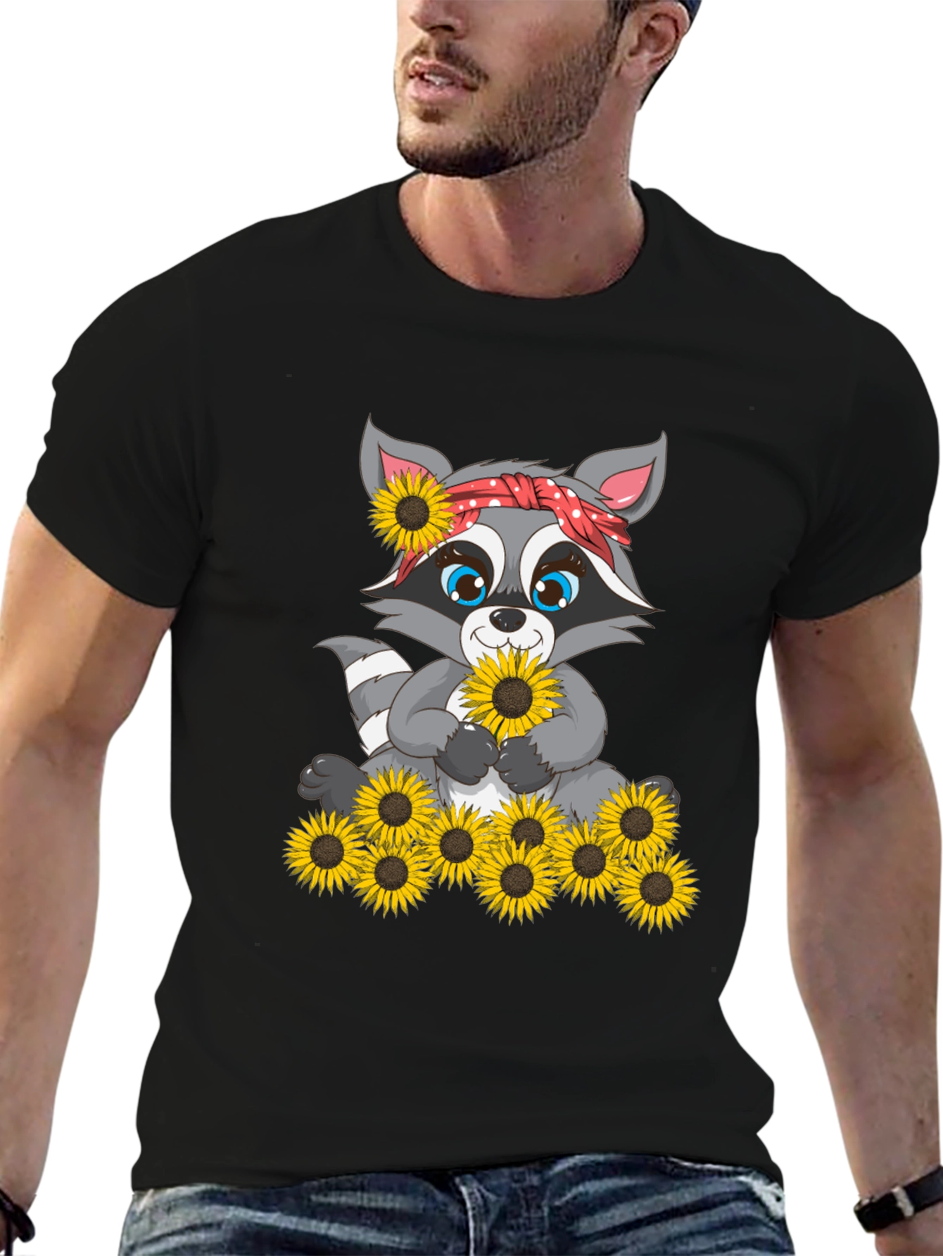Sunflower Raccoon Graphic Tee