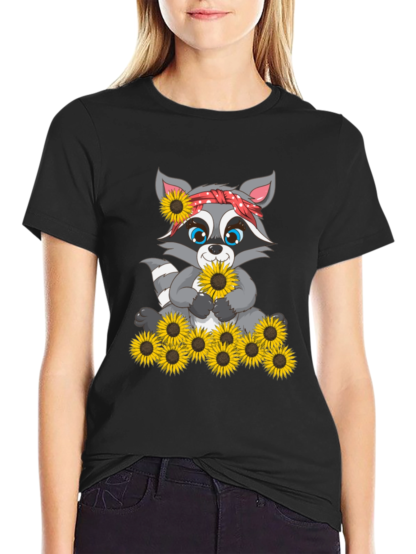 Sunflower Raccoon Graphic Tee