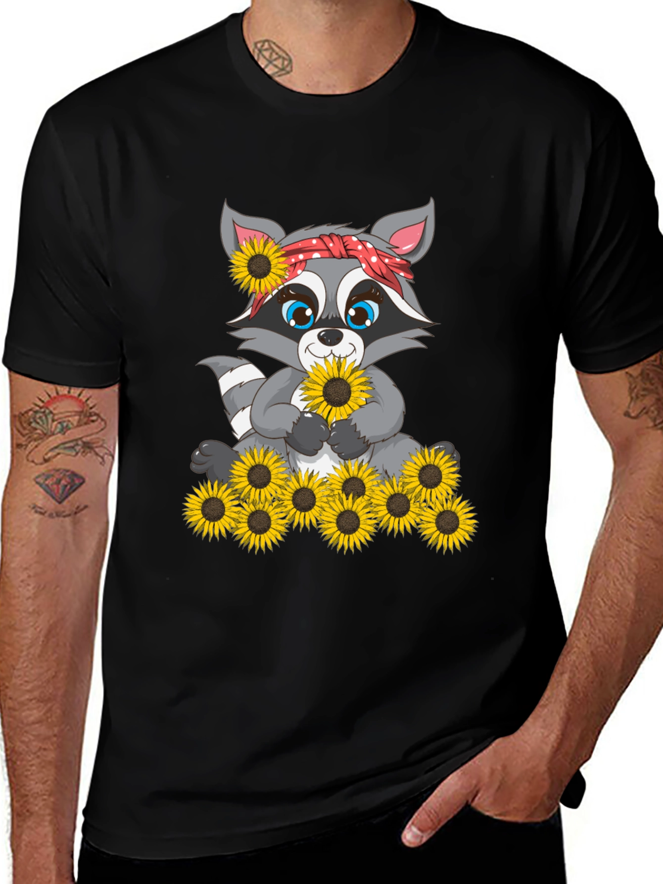 Sunflower Raccoon Graphic Tee
