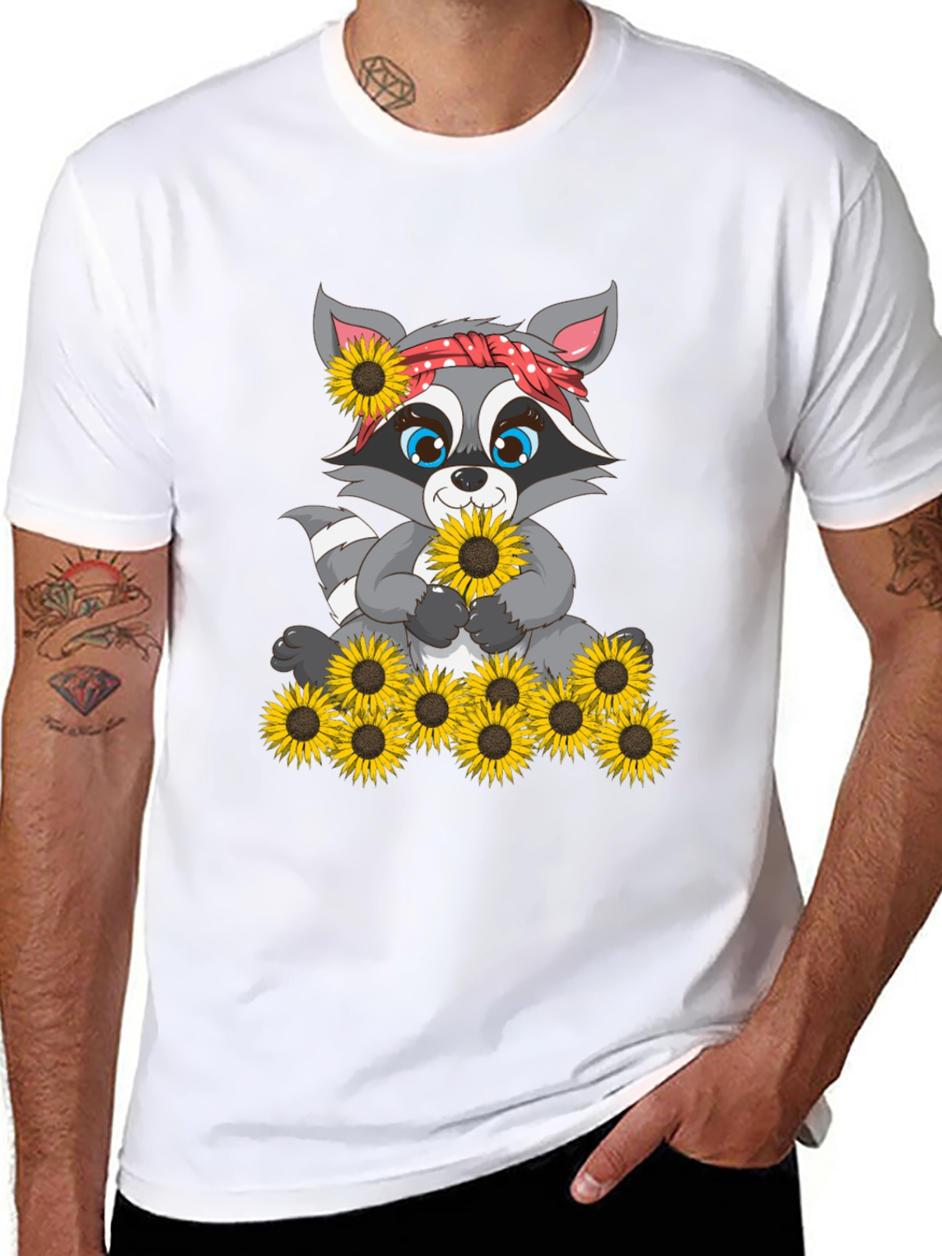 Sunflower Raccoon Graphic Tee