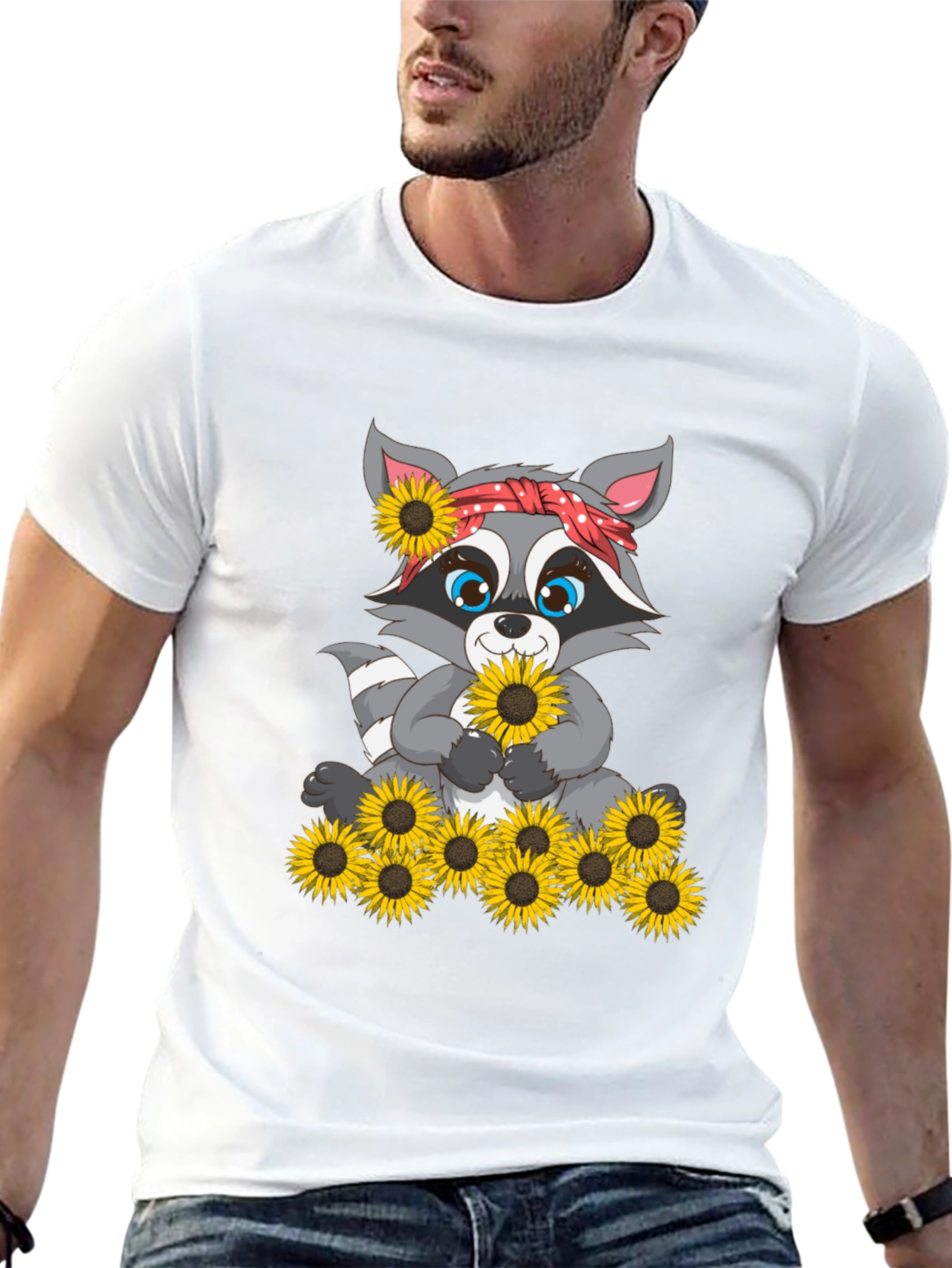 Sunflower Raccoon Graphic Tee