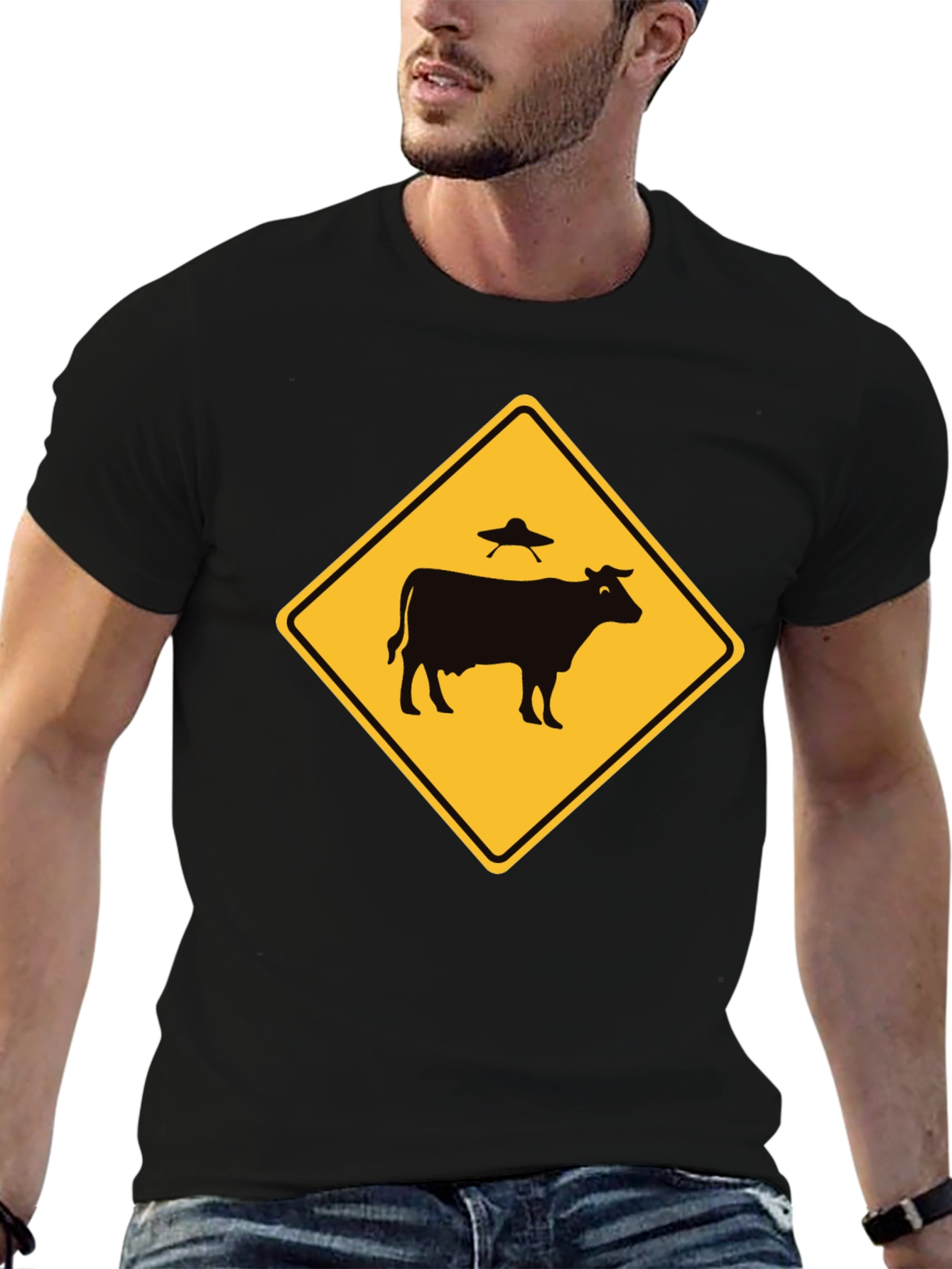 Alien Cow Abduction T-Shirt - Funny UFO Tee