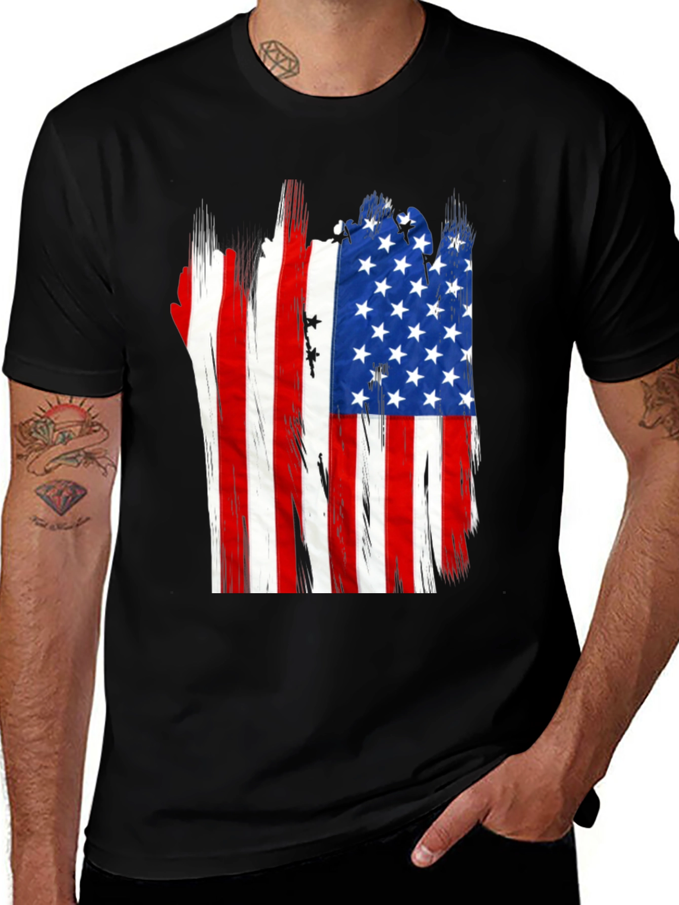 American Flag Graphic Black T-Shirt