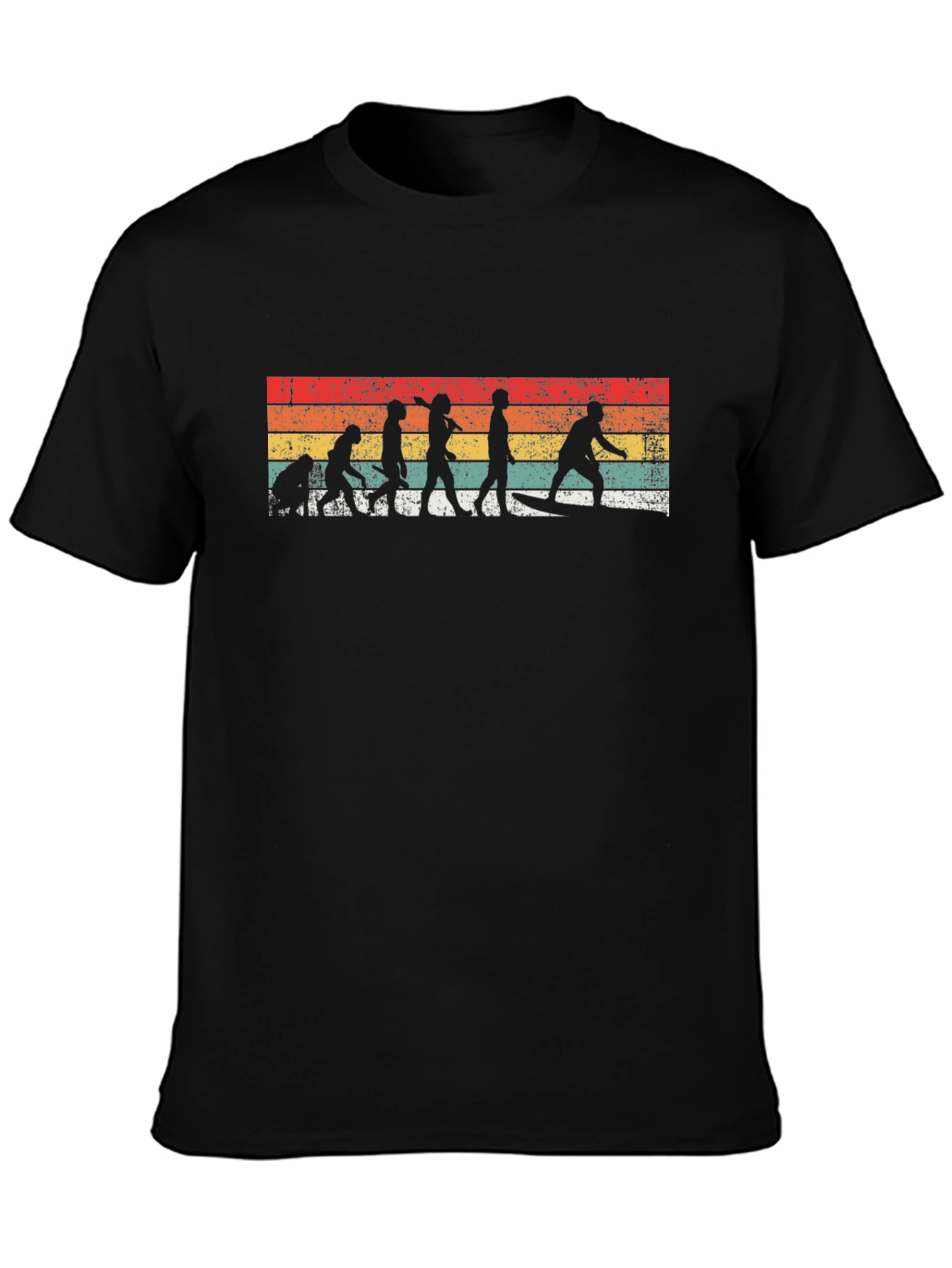 Retro Surfing Evolution Graphic Tee - Black