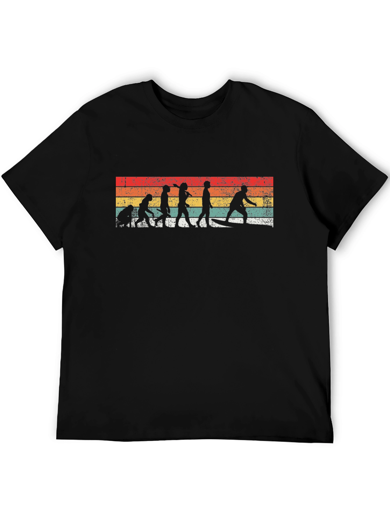 Retro Surfing Evolution Graphic Tee - Black