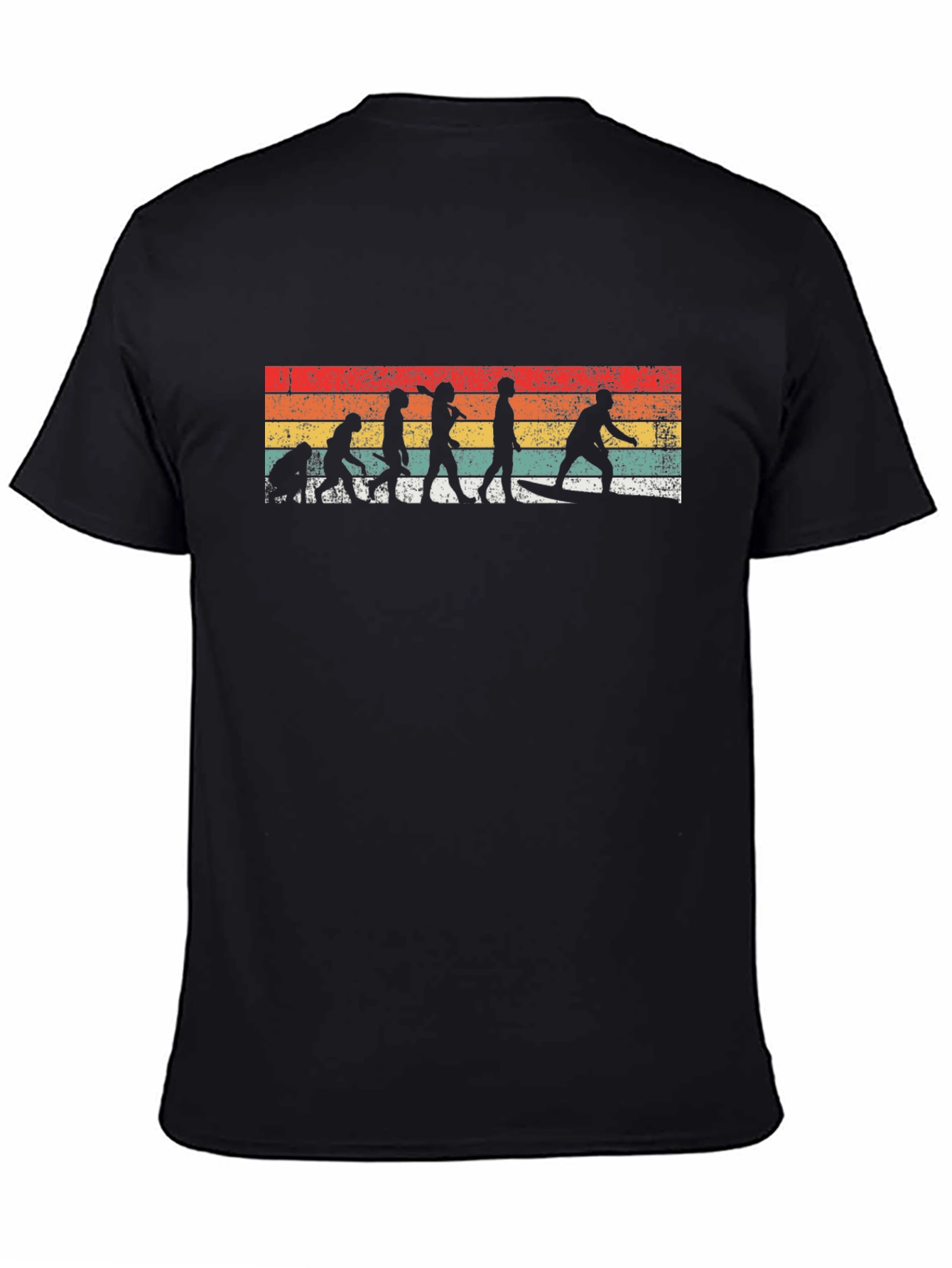 Retro Surfing Evolution Graphic Tee - Black