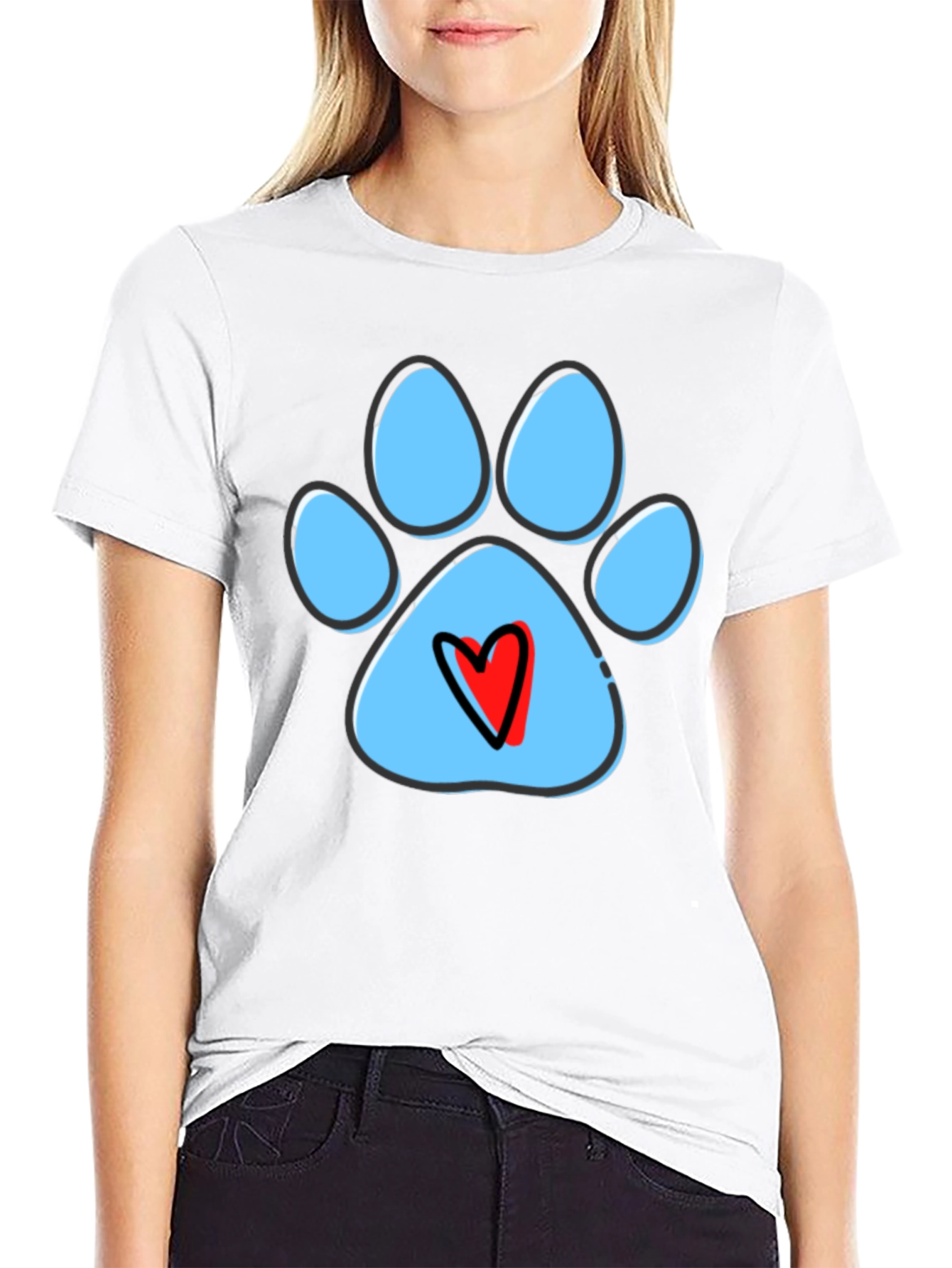 Paw Print Heart T-Shirt - Dog Lover Tee