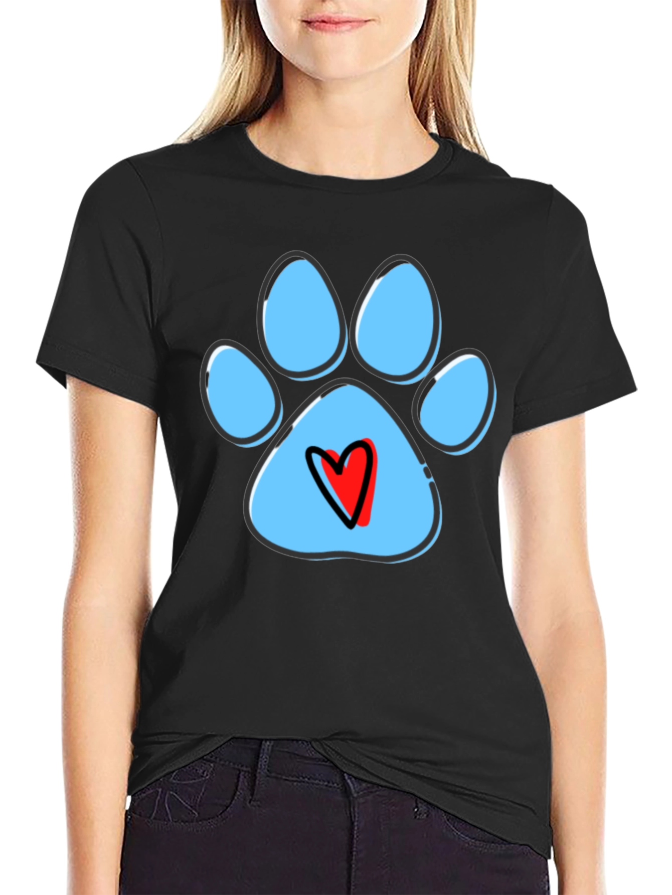 Paw Print Heart T-Shirt - Dog Lover Tee