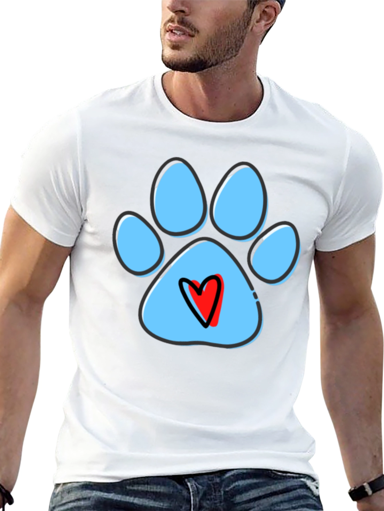 Paw Print Heart T-Shirt - Dog Lover Tee