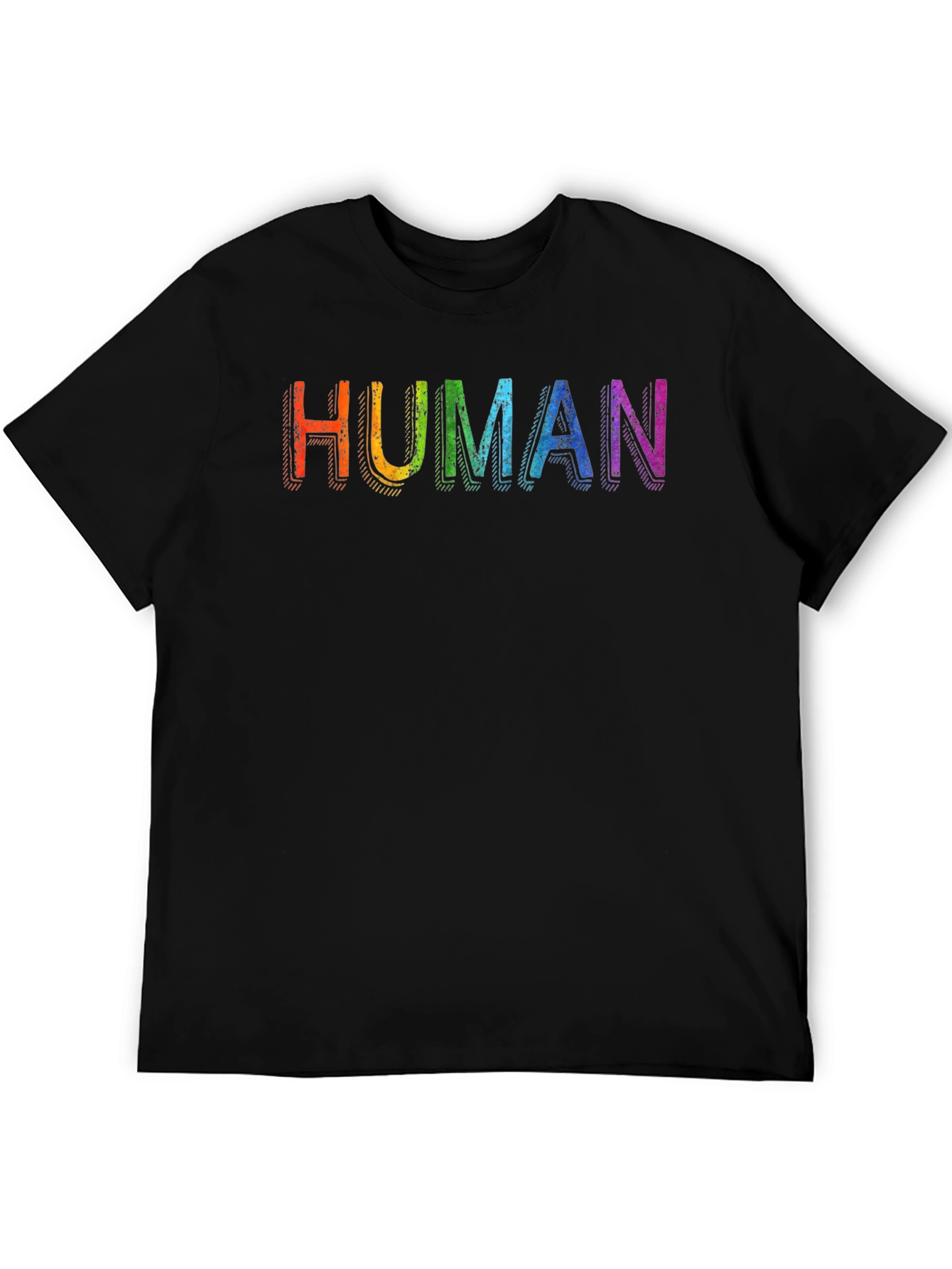 Rainbow HUMAN Graphic Black T-Shirt