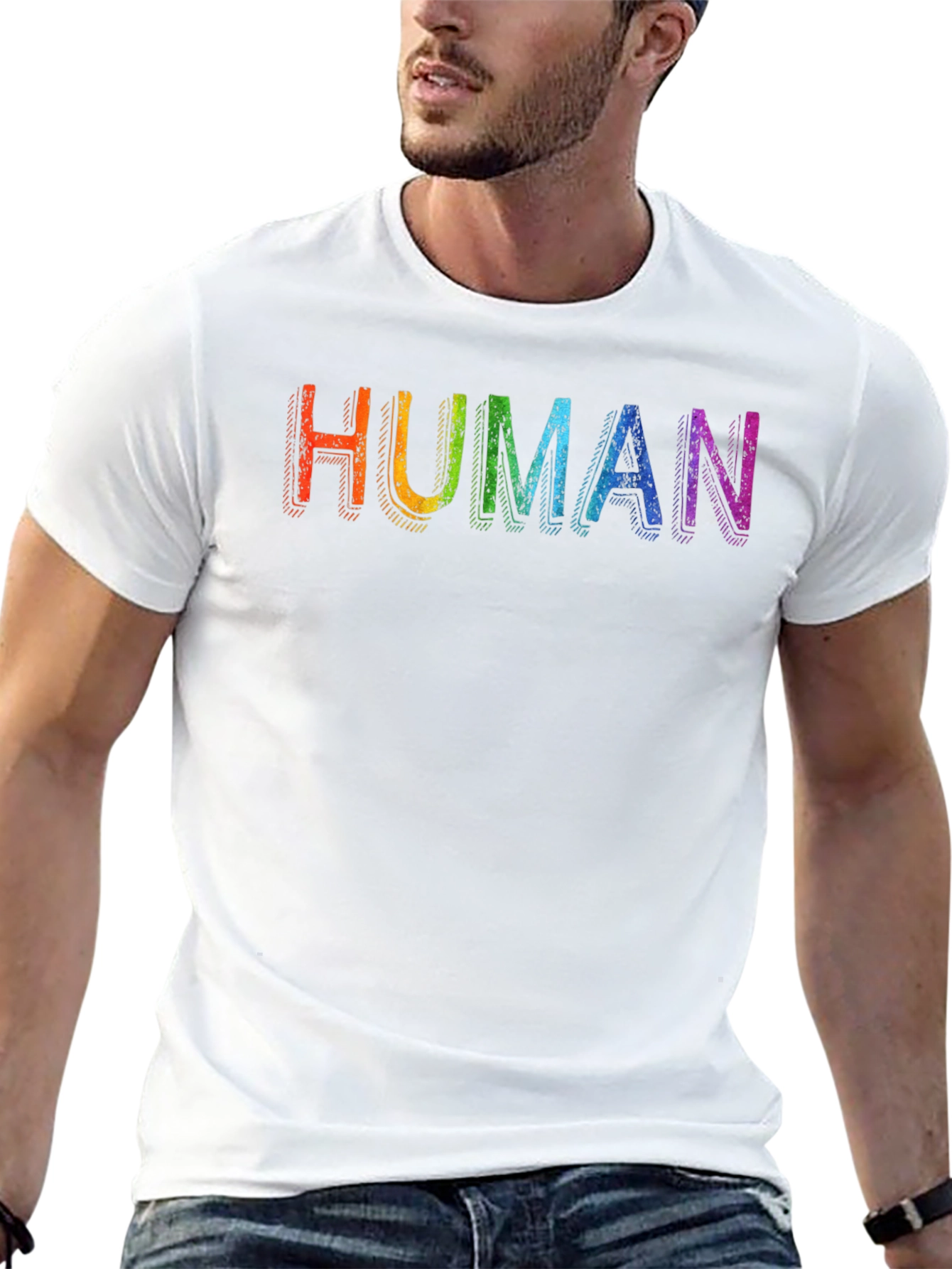 Rainbow HUMAN Graphic Black T-Shirt