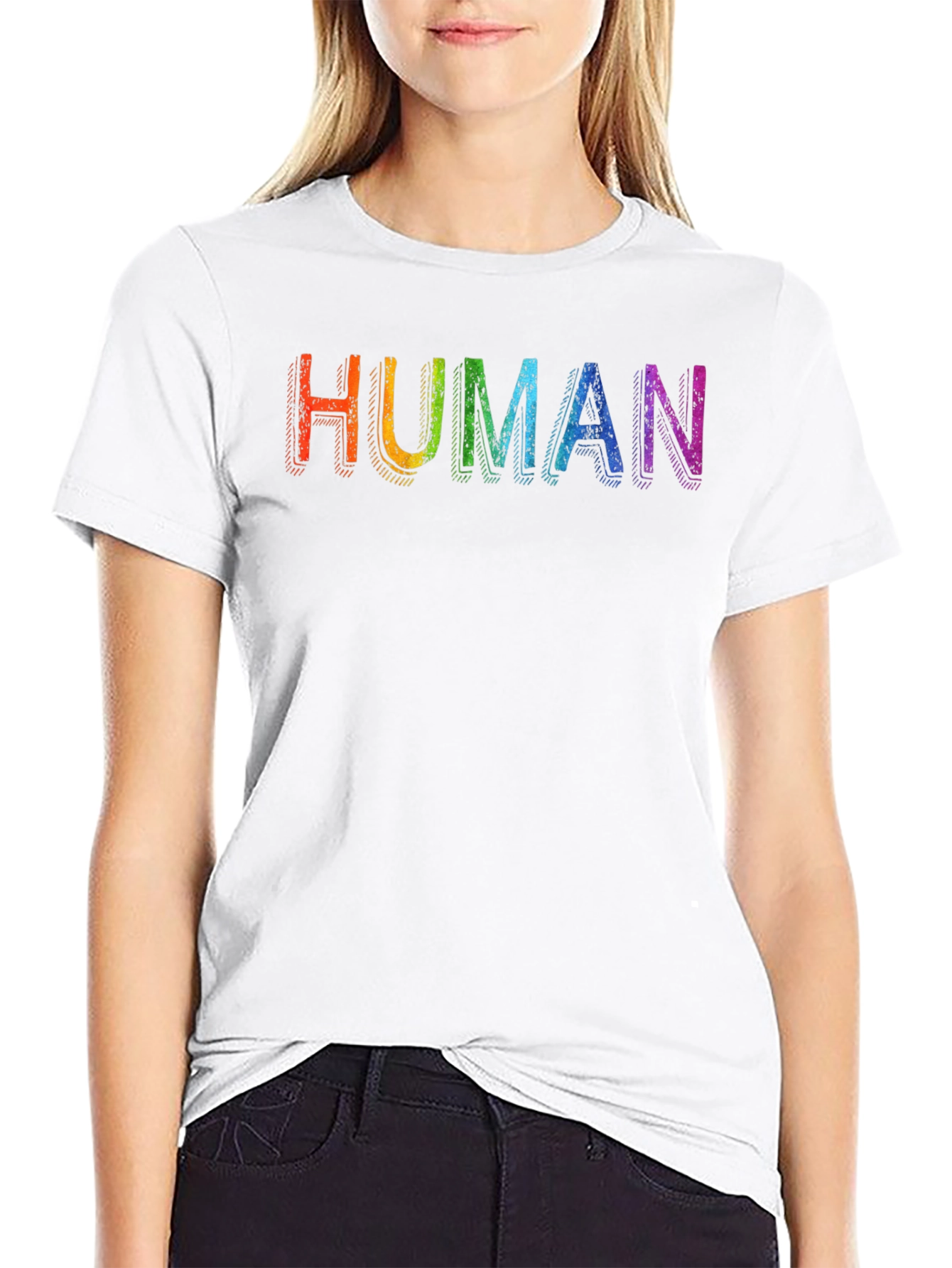 Rainbow HUMAN Graphic Black T-Shirt