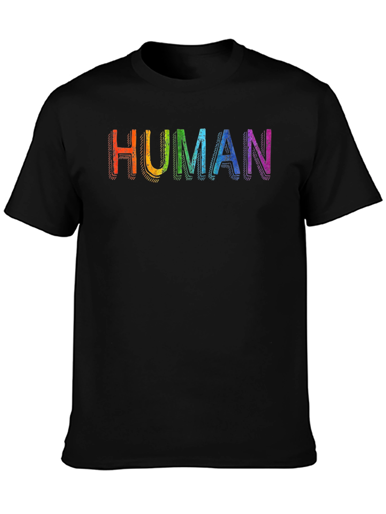 Rainbow HUMAN Graphic Black T-Shirt