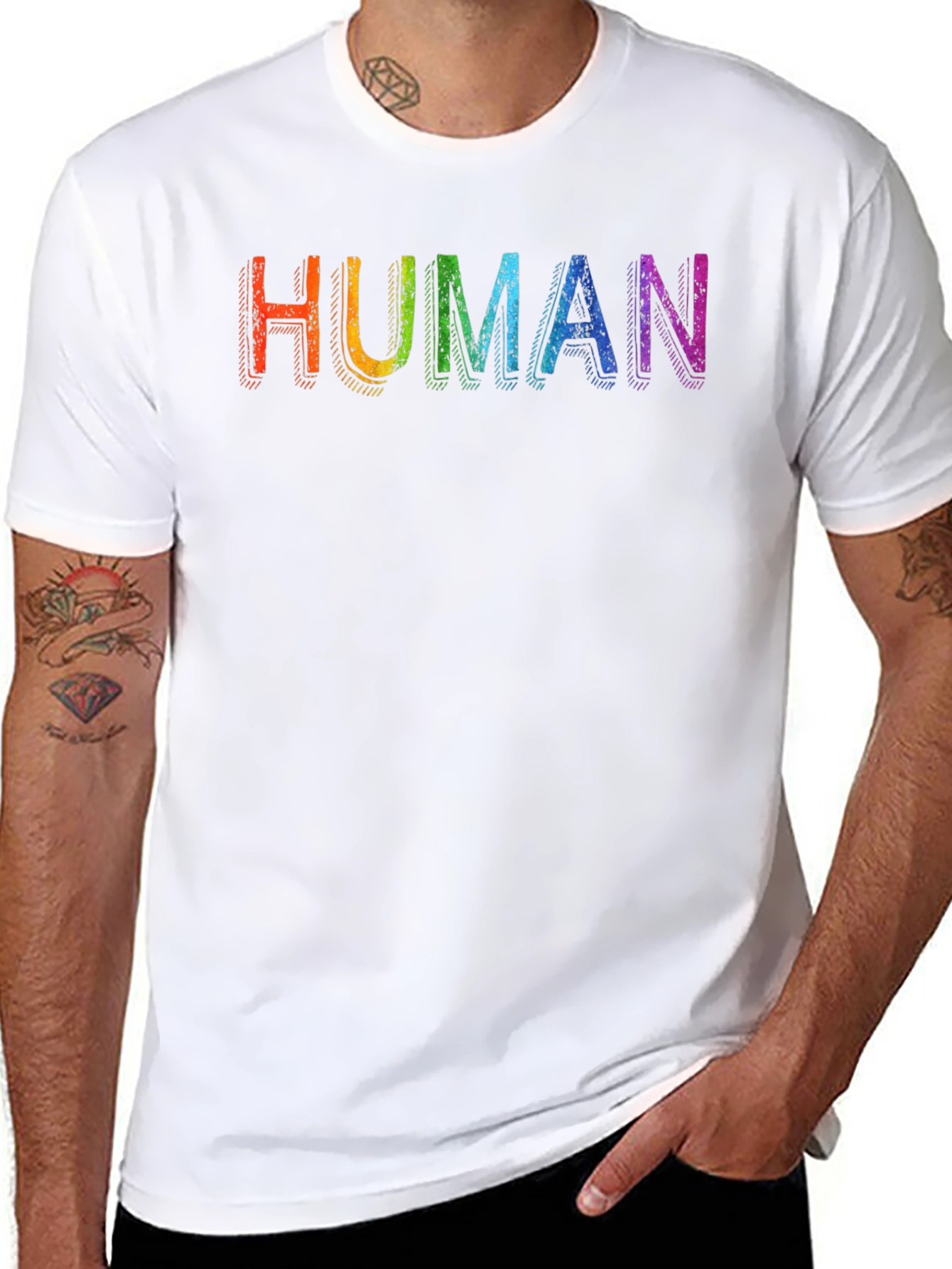 Rainbow HUMAN Graphic Black T-Shirt