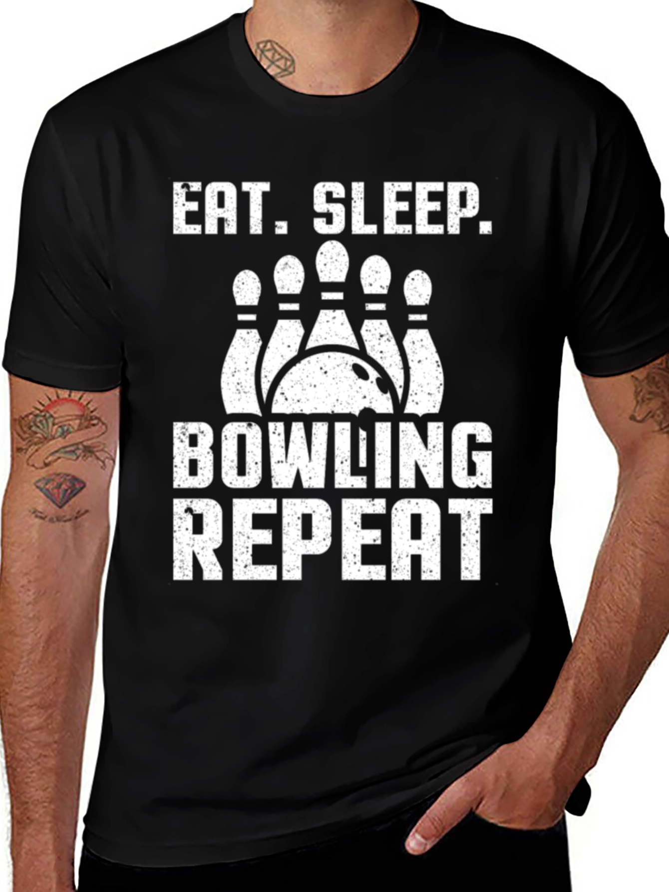 Eat Sleep Bowling Repeat Graphic Tee