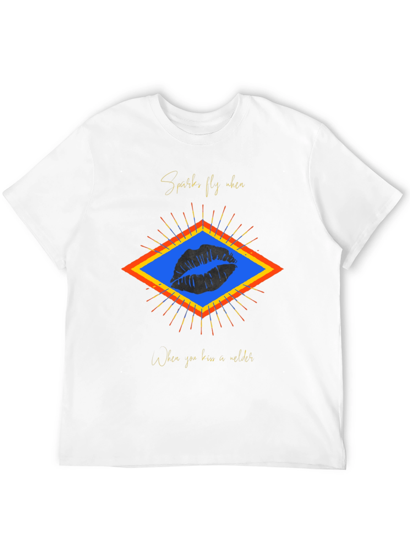 Sparks Fly Welder Kiss Graphic Tee