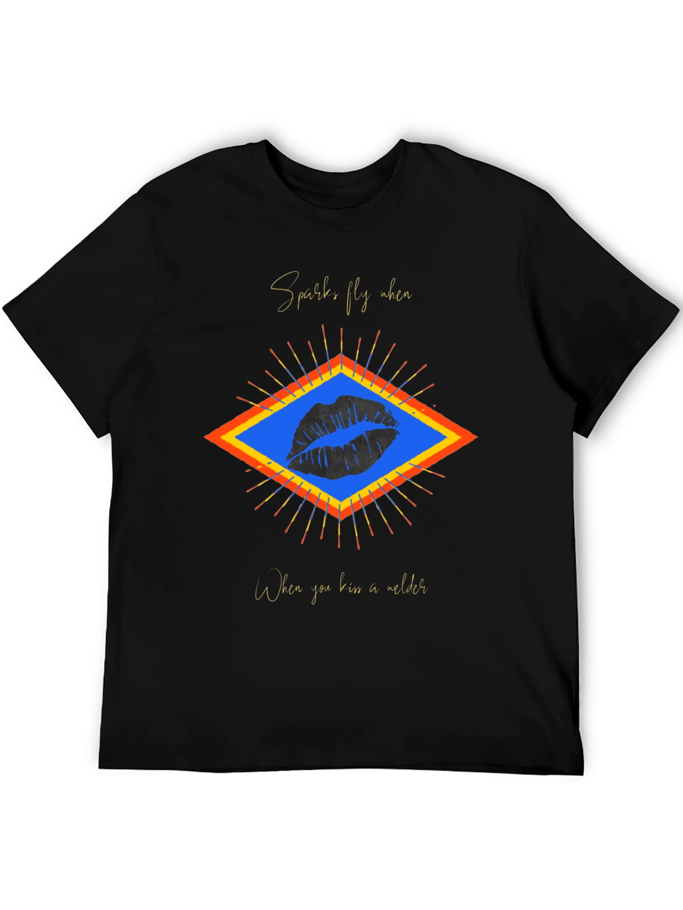 Sparks Fly Welder Kiss Graphic Tee