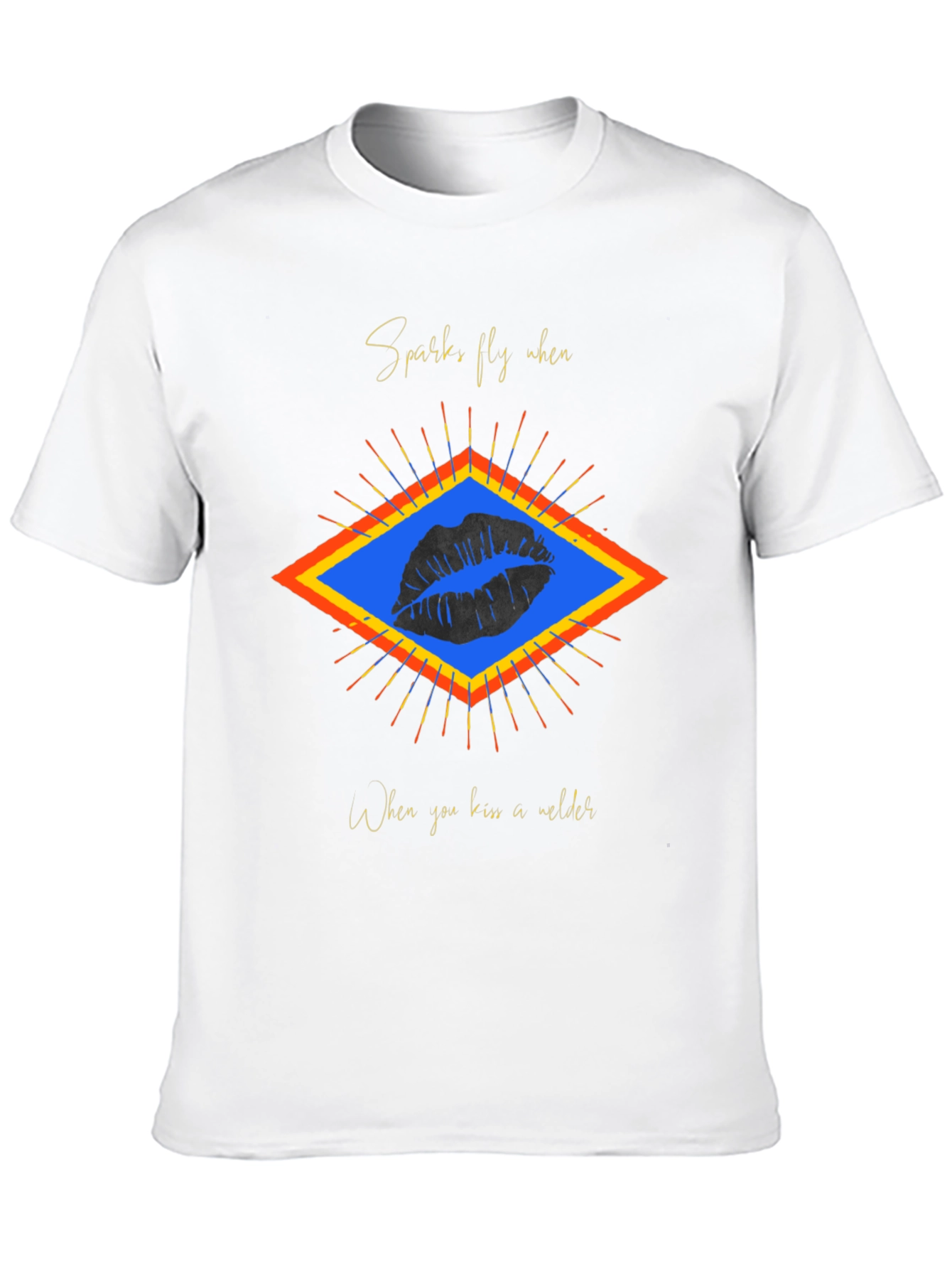 Sparks Fly Welder Kiss Graphic Tee