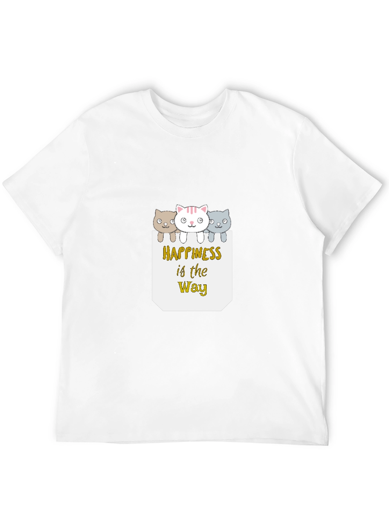 Happiness is the Way Cute Cat T-Shirt