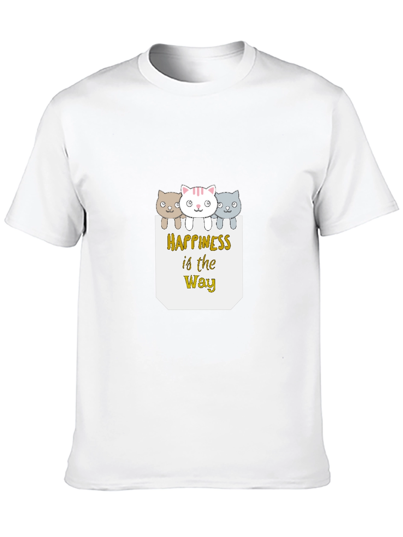 Happiness is the Way Cute Cat T-Shirt
