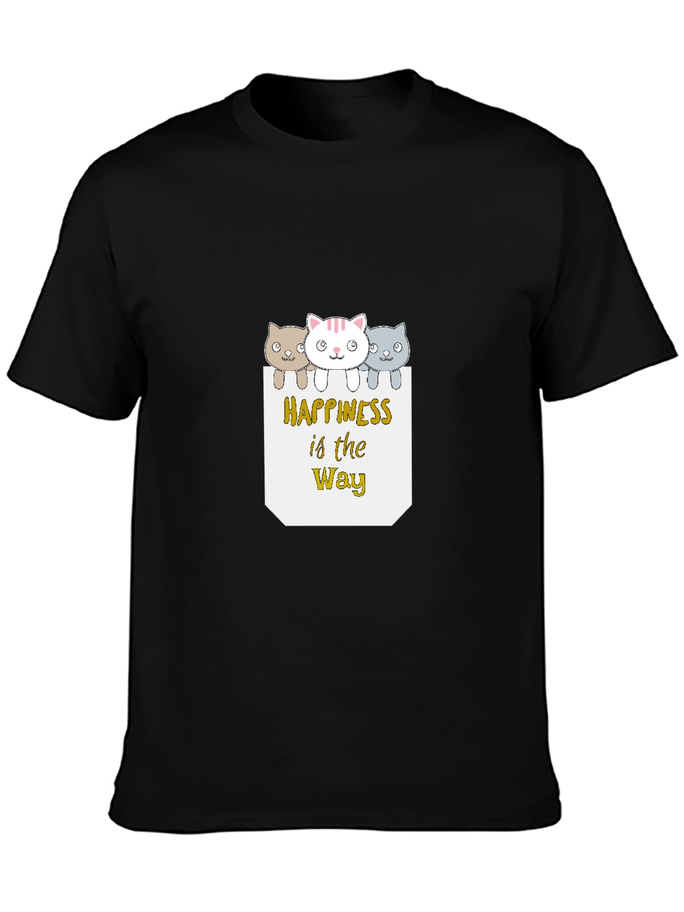 Happiness is the Way Cute Cat T-Shirt