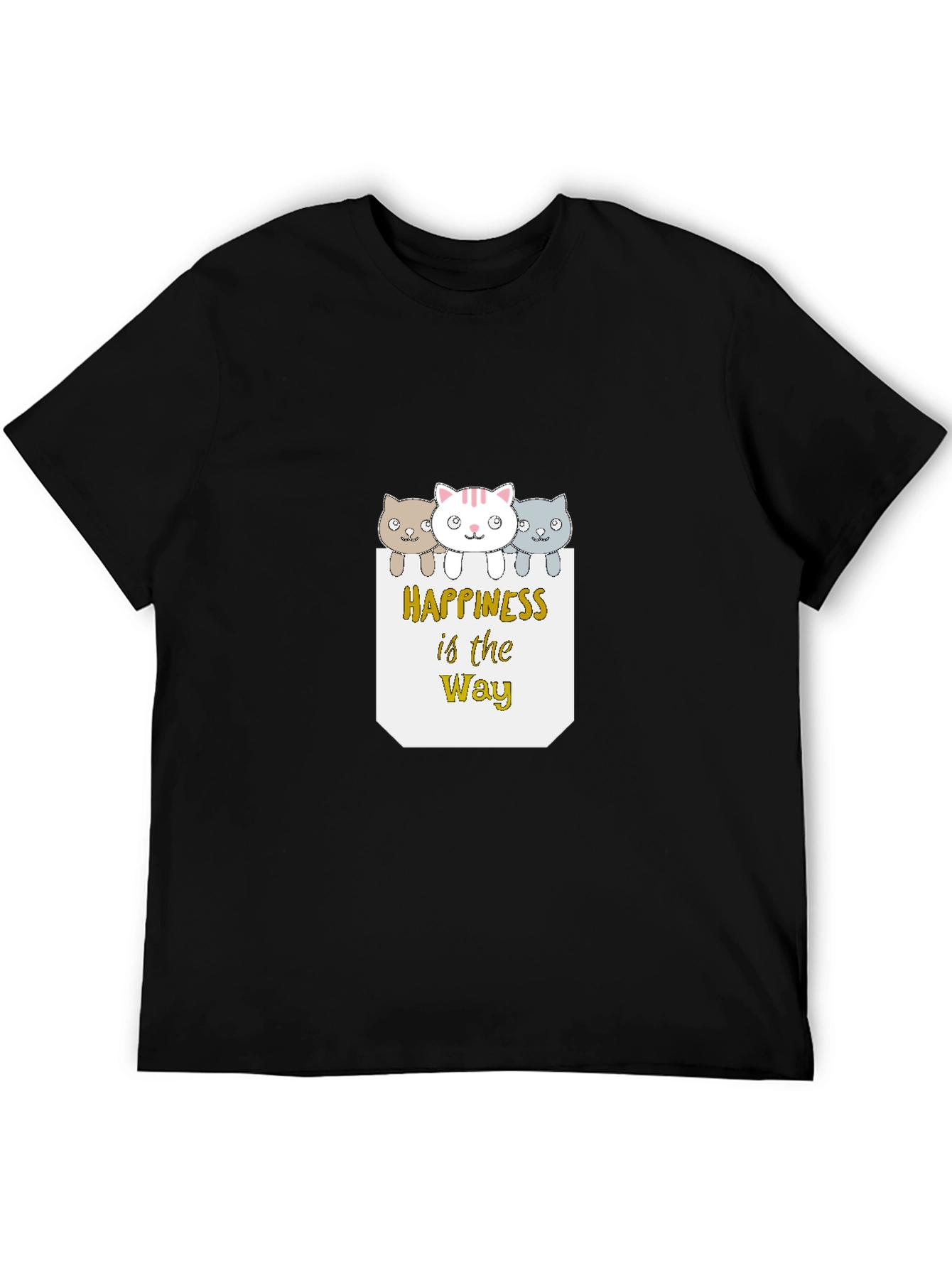 Happiness is the Way Cute Cat T-Shirt
