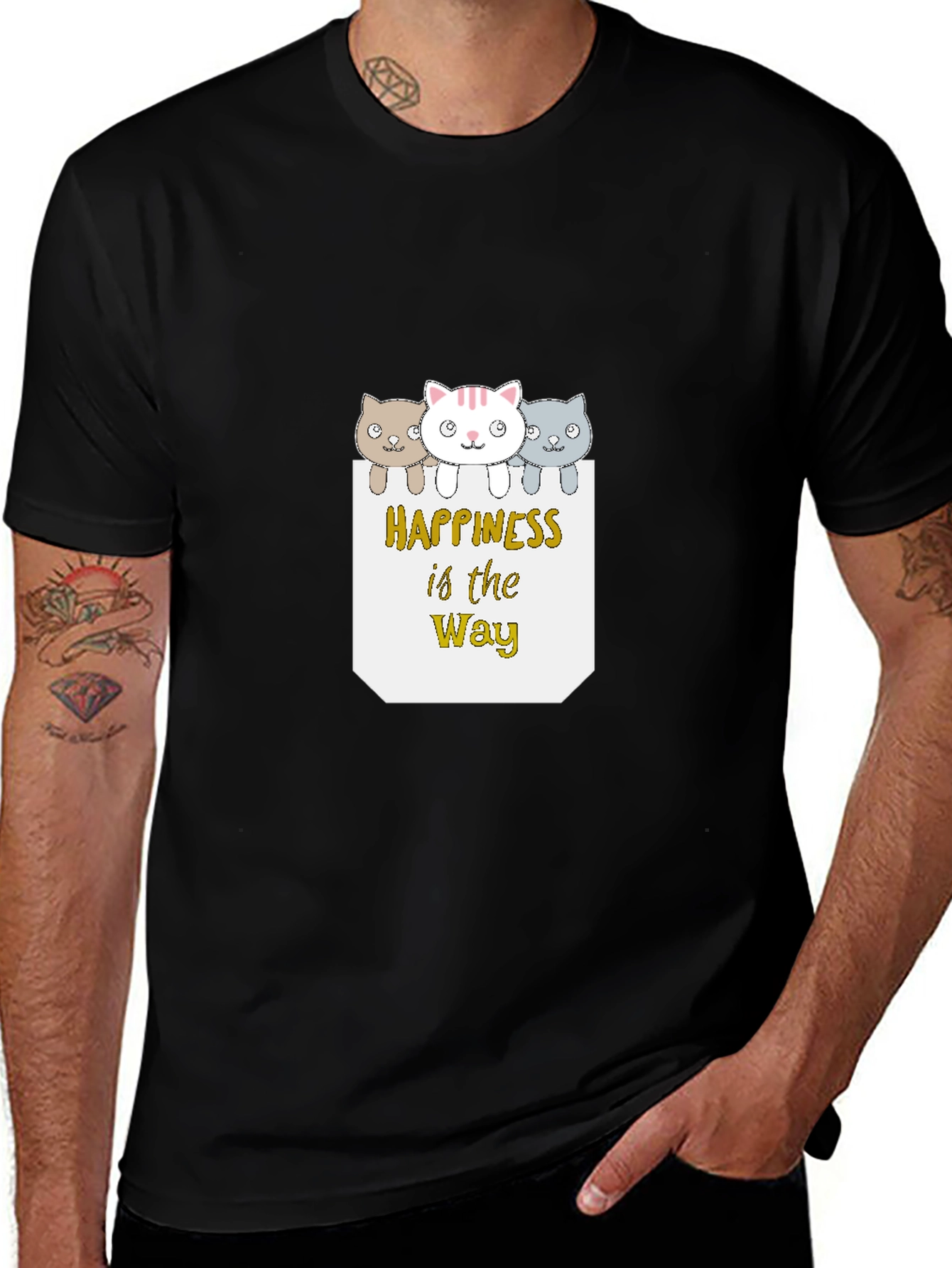 Happiness is the Way Cute Cat T-Shirt