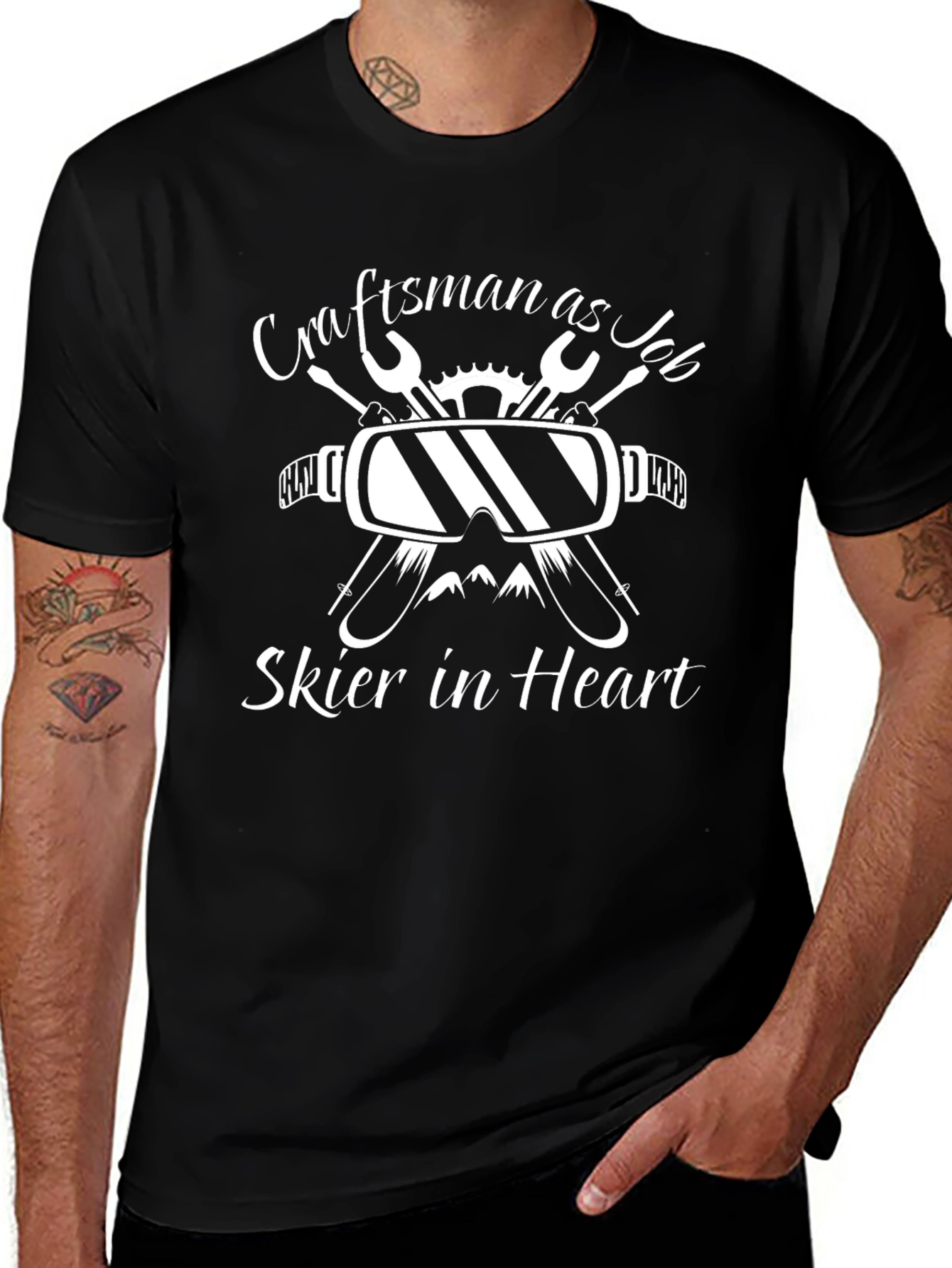 Craftsman Skier T-Shirt - Job & Heart Graphic Tee