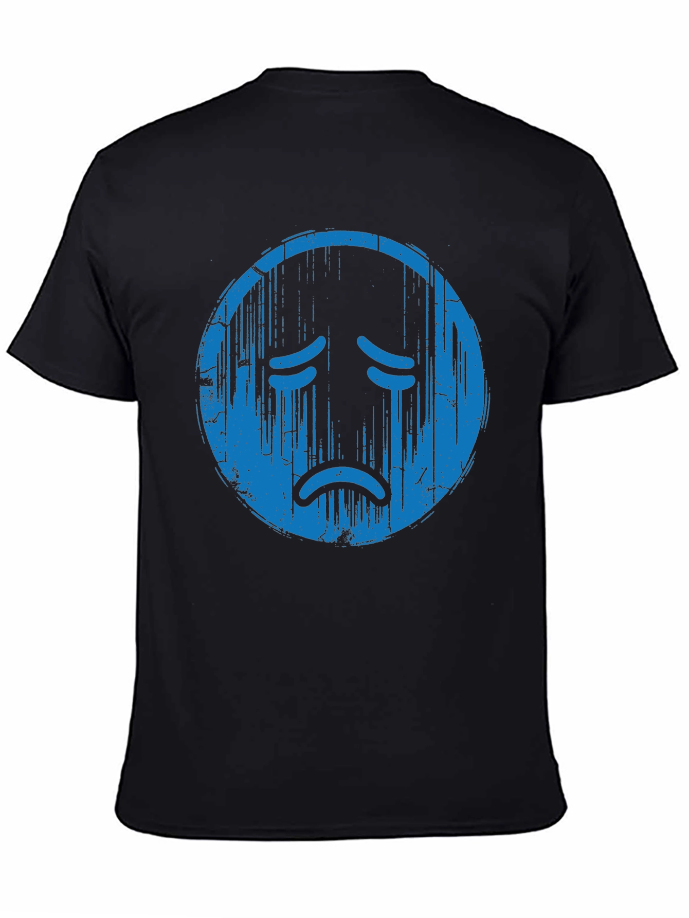 Distressed Sad Face Graphic Tee - Soft Cotton Blend