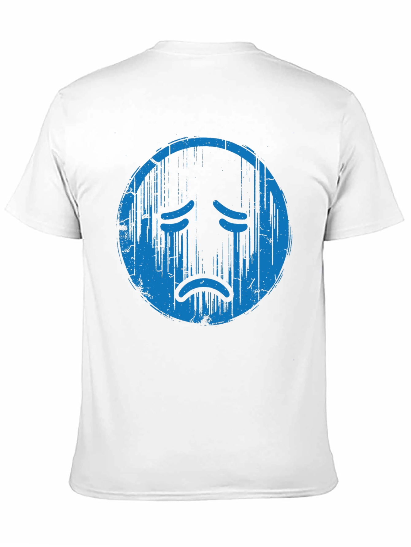 Distressed Sad Face Graphic Tee - Soft Cotton Blend