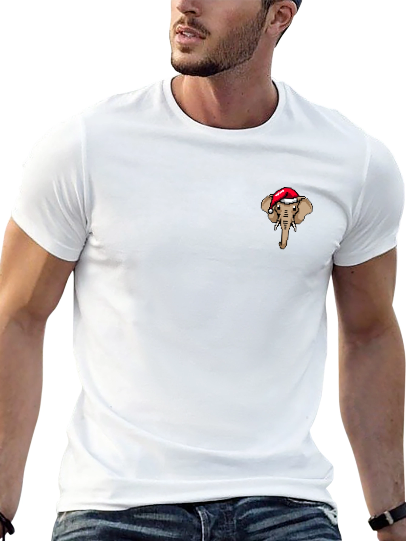 Christmas Elephant Black T-Shirt