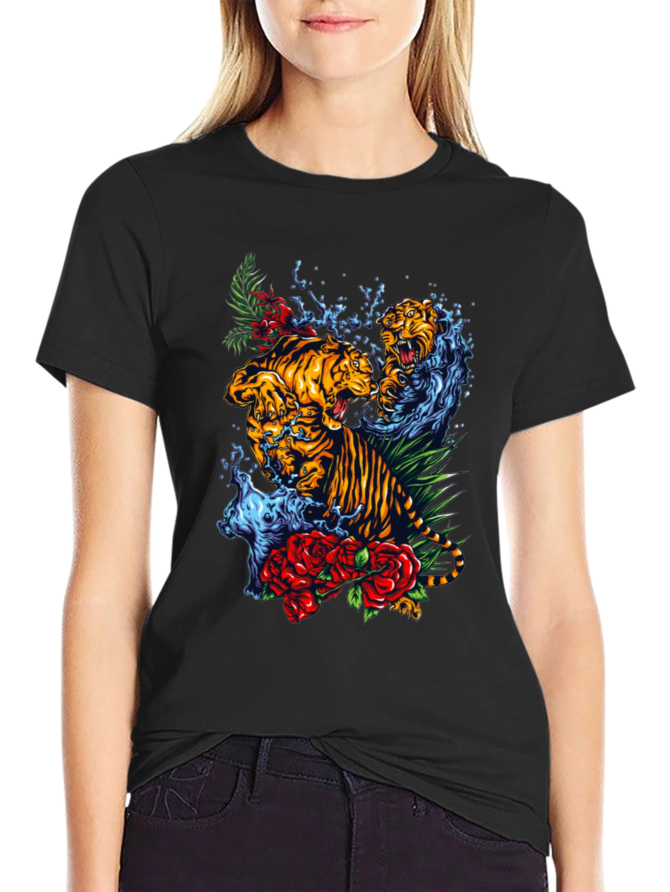 Tiger Splash Graphic T-Shirt - Bold Black Tee