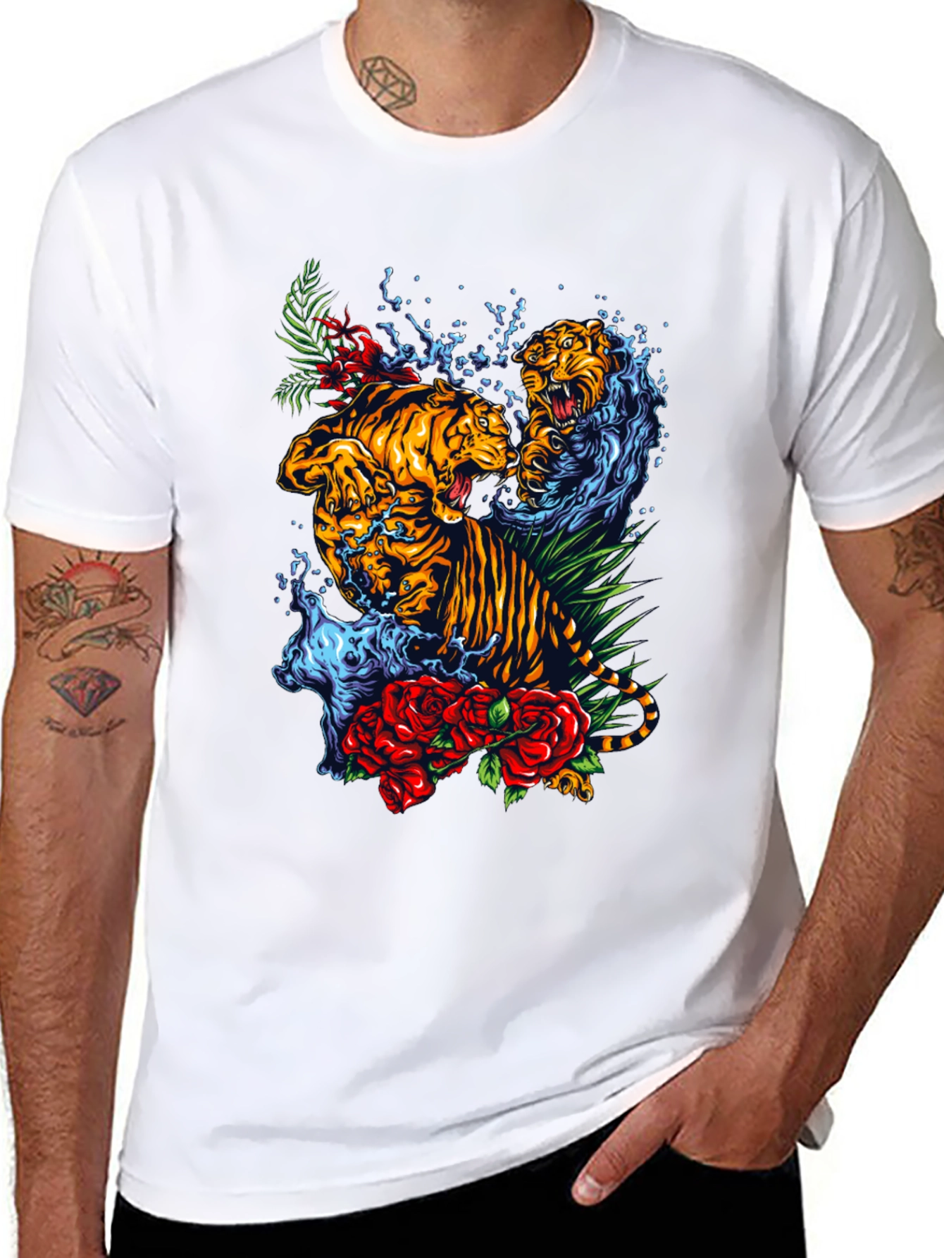 Tiger Splash Graphic T-Shirt - Bold Black Tee