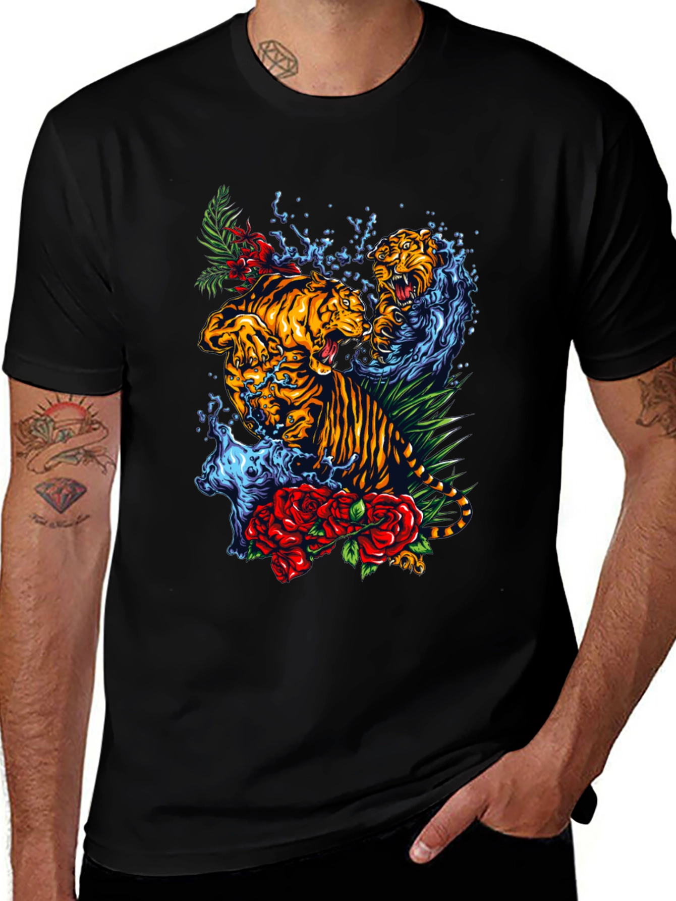 Tiger Splash Graphic T-Shirt - Bold Black Tee