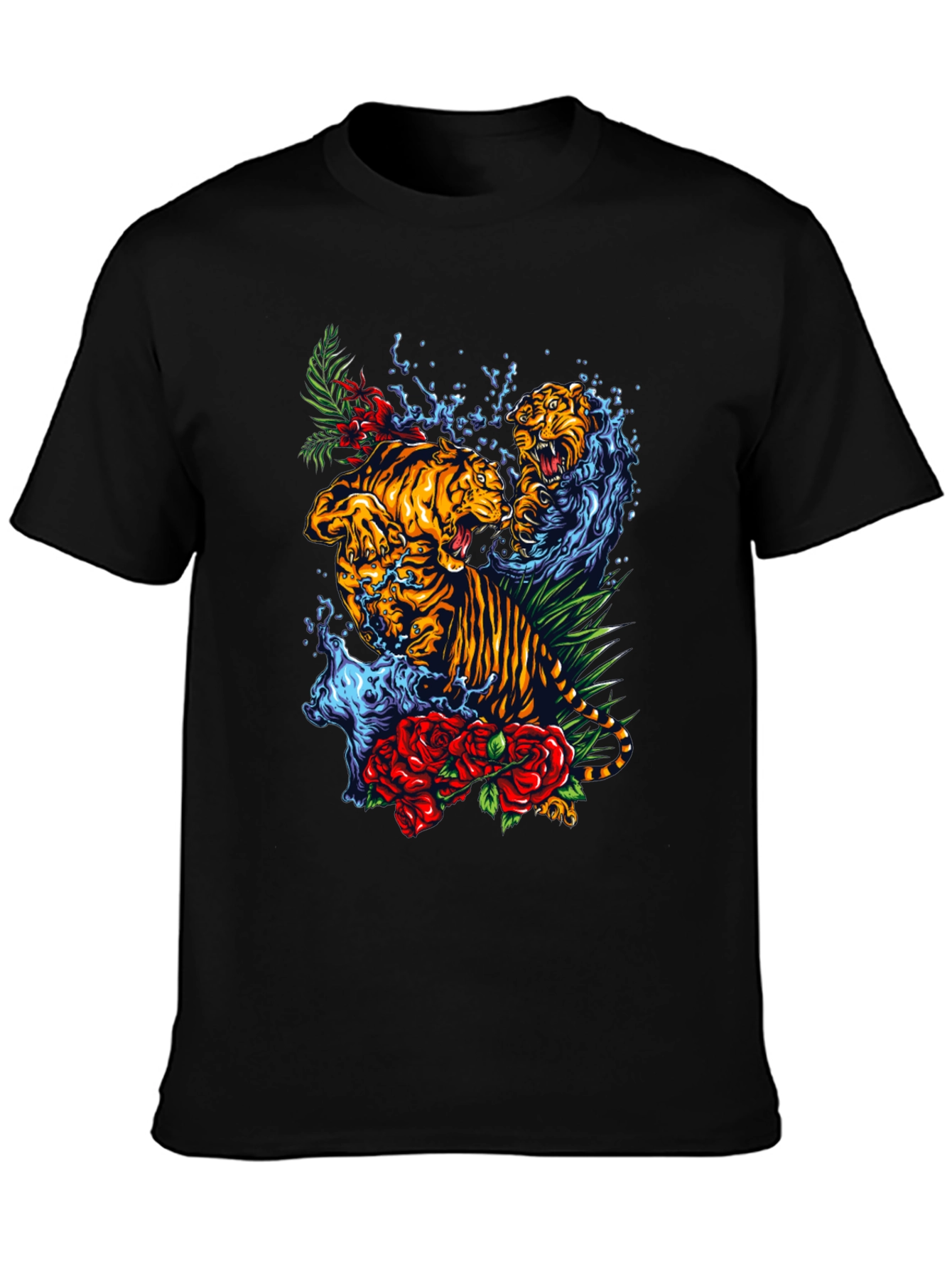 Tiger Splash Graphic T-Shirt - Bold Black Tee