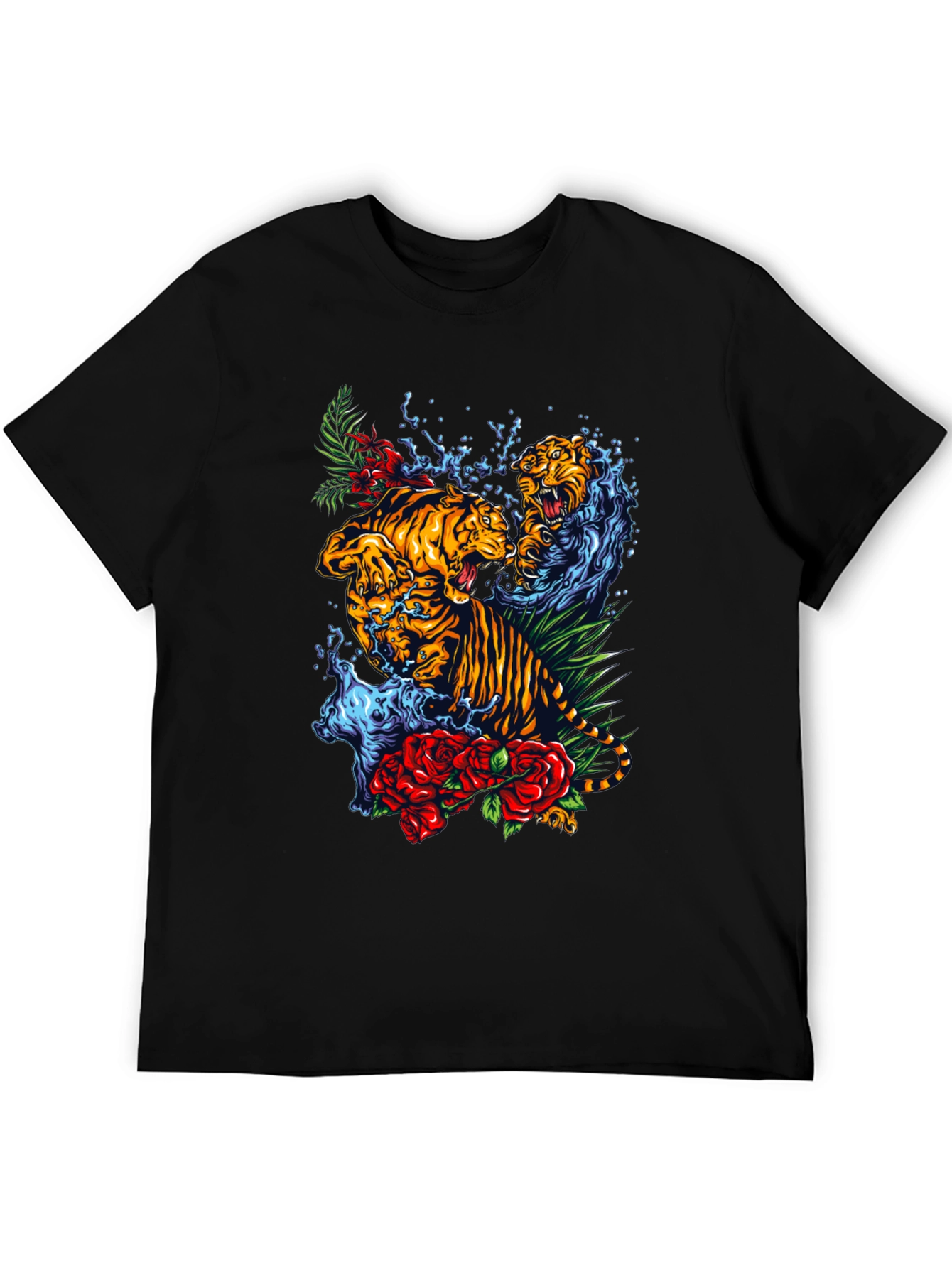 Tiger Splash Graphic T-Shirt - Bold Black Tee