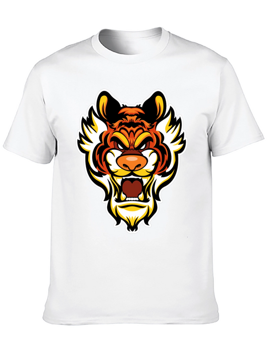 Bold Tiger Graphic Tee - Mens Black Cotton T-Shirt
