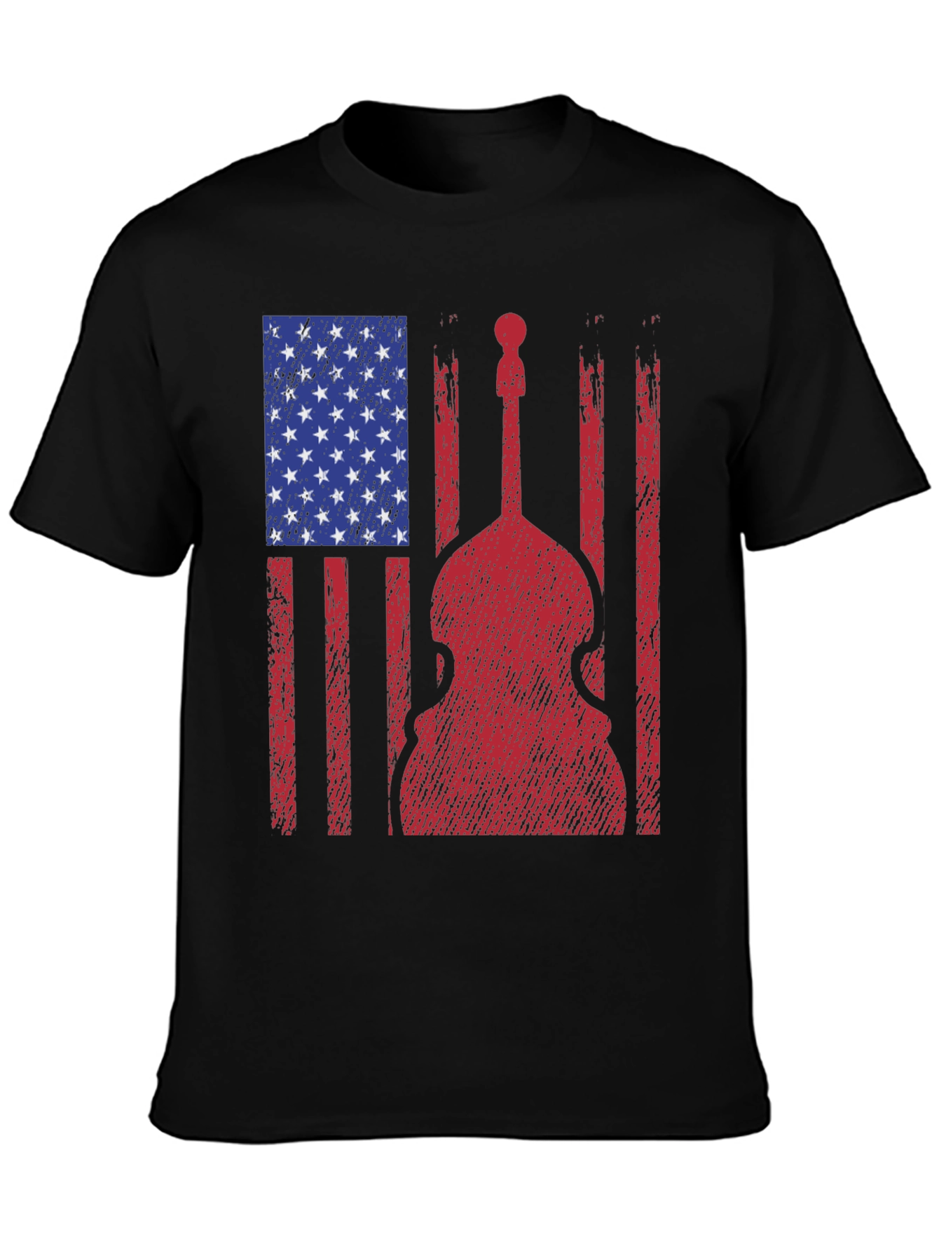 American Flag Bass Guitar Graphic T-Shirt