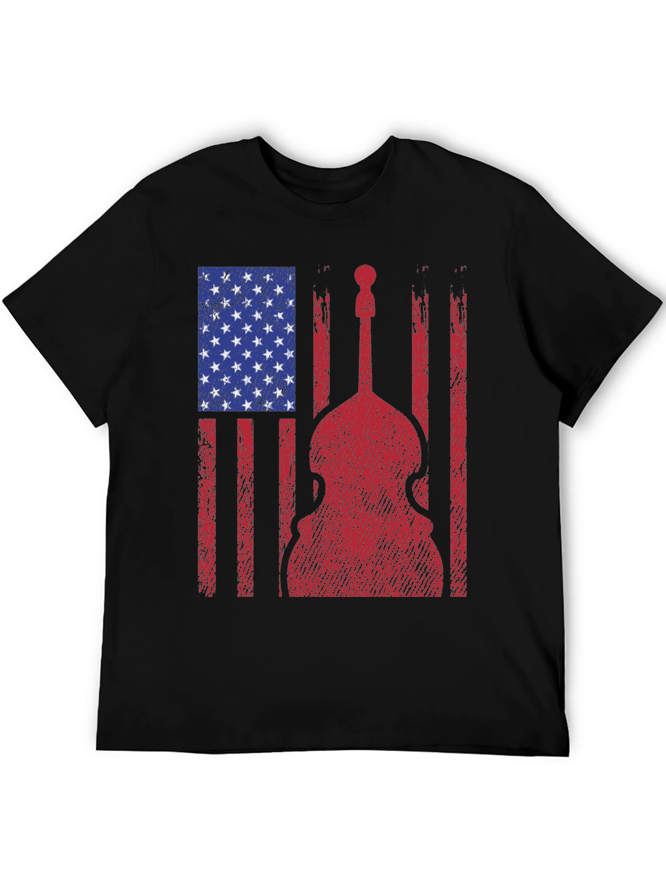 American Flag Bass Guitar Graphic T-Shirt