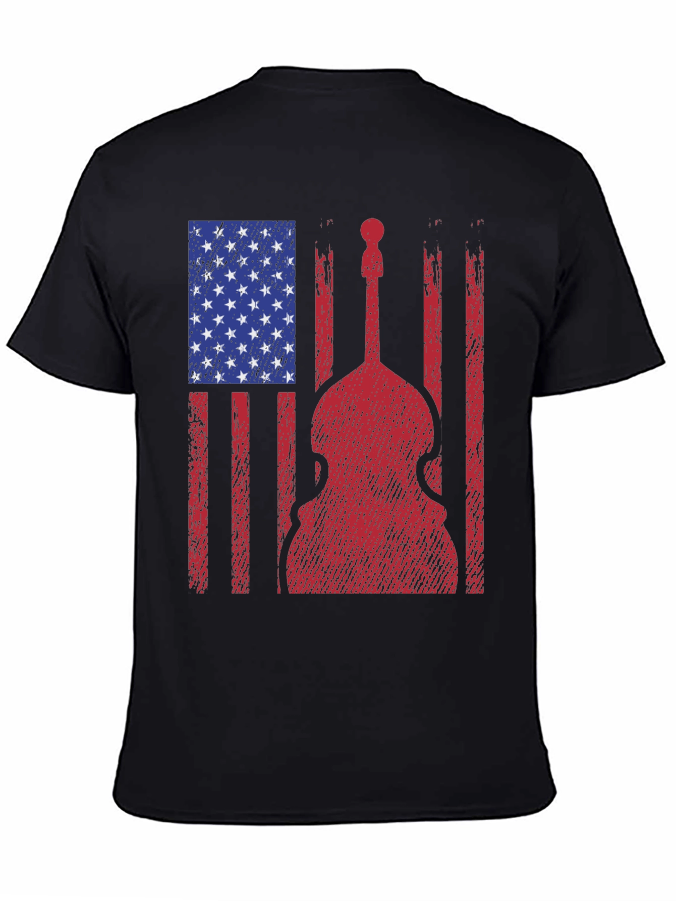 American Flag Bass Guitar Graphic T-Shirt
