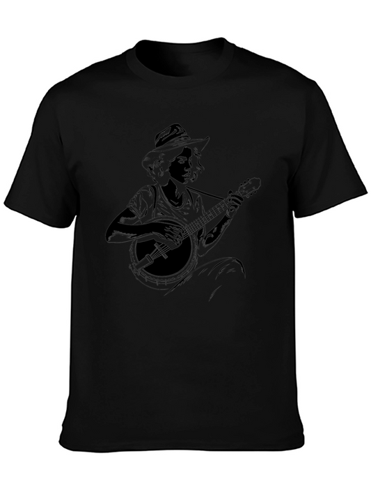 Banjo Player Graphic Black Tee - Unisex