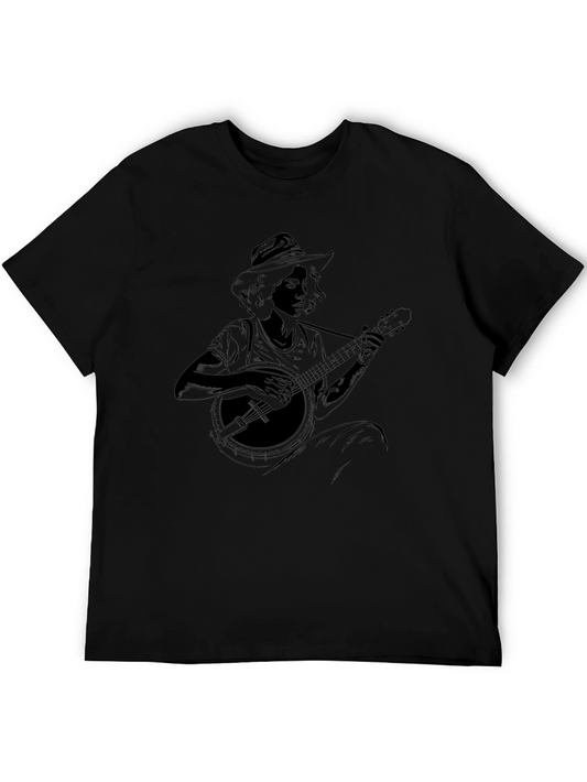 Banjo Player Graphic Black Tee - Unisex